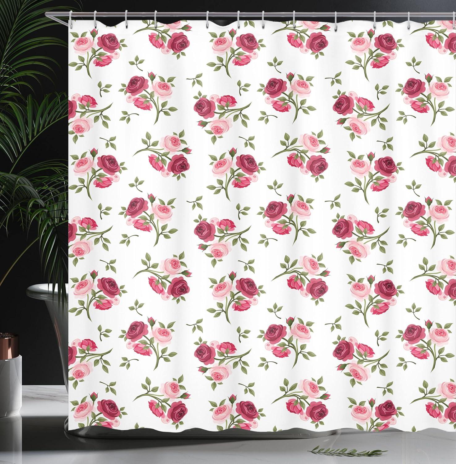 imageAmbesonne Rose Shower Curtain Romantic Lisianthus Berries as an Arch Marriage Wedding and Gatherings Design in Soft Pastel Colors Cloth Fabric Bathroom Set with Hooks 69 W x 75 L Purple CreamPink Fern