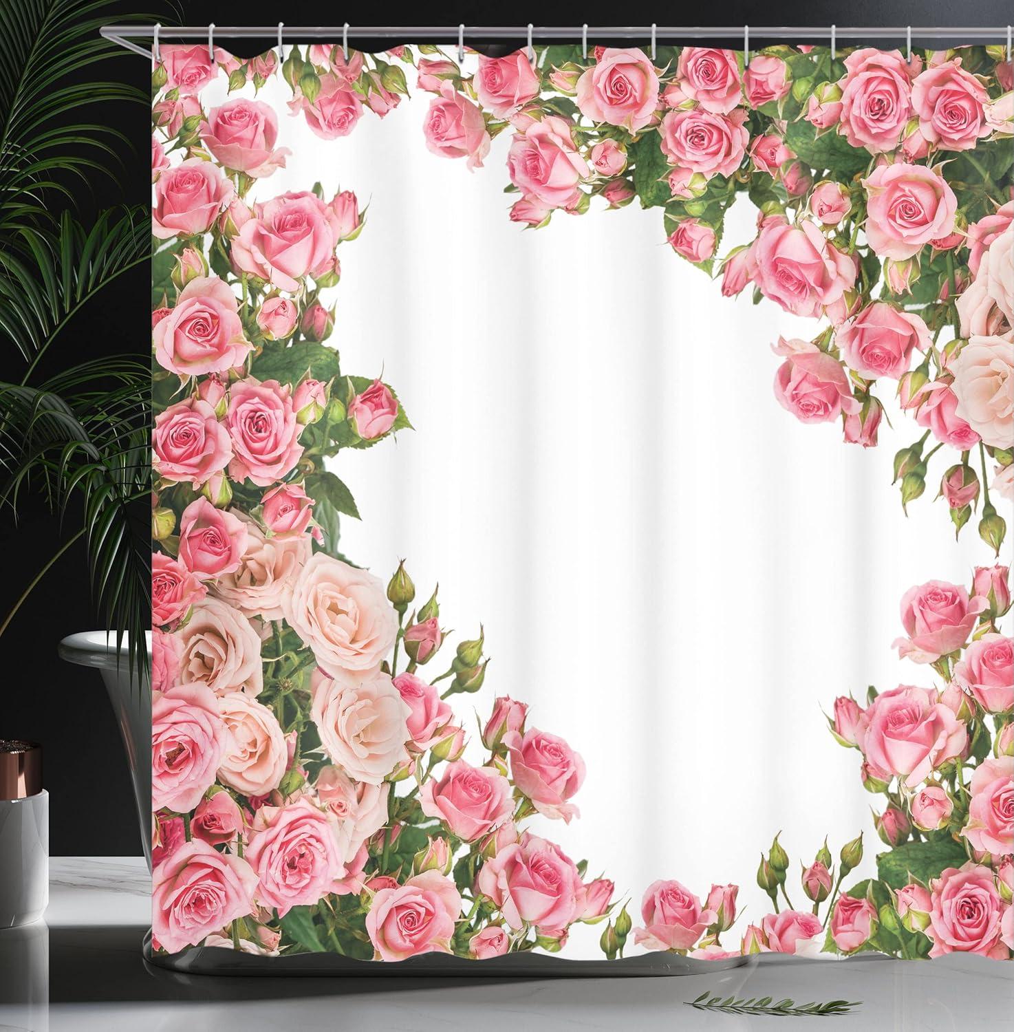 imageAmbesonne Rose Shower Curtain Romantic Lisianthus Berries as an Arch Marriage Wedding and Gatherings Design in Soft Pastel Colors Cloth Fabric Bathroom Set with Hooks 69 W x 75 L Purple CreamPink Green White