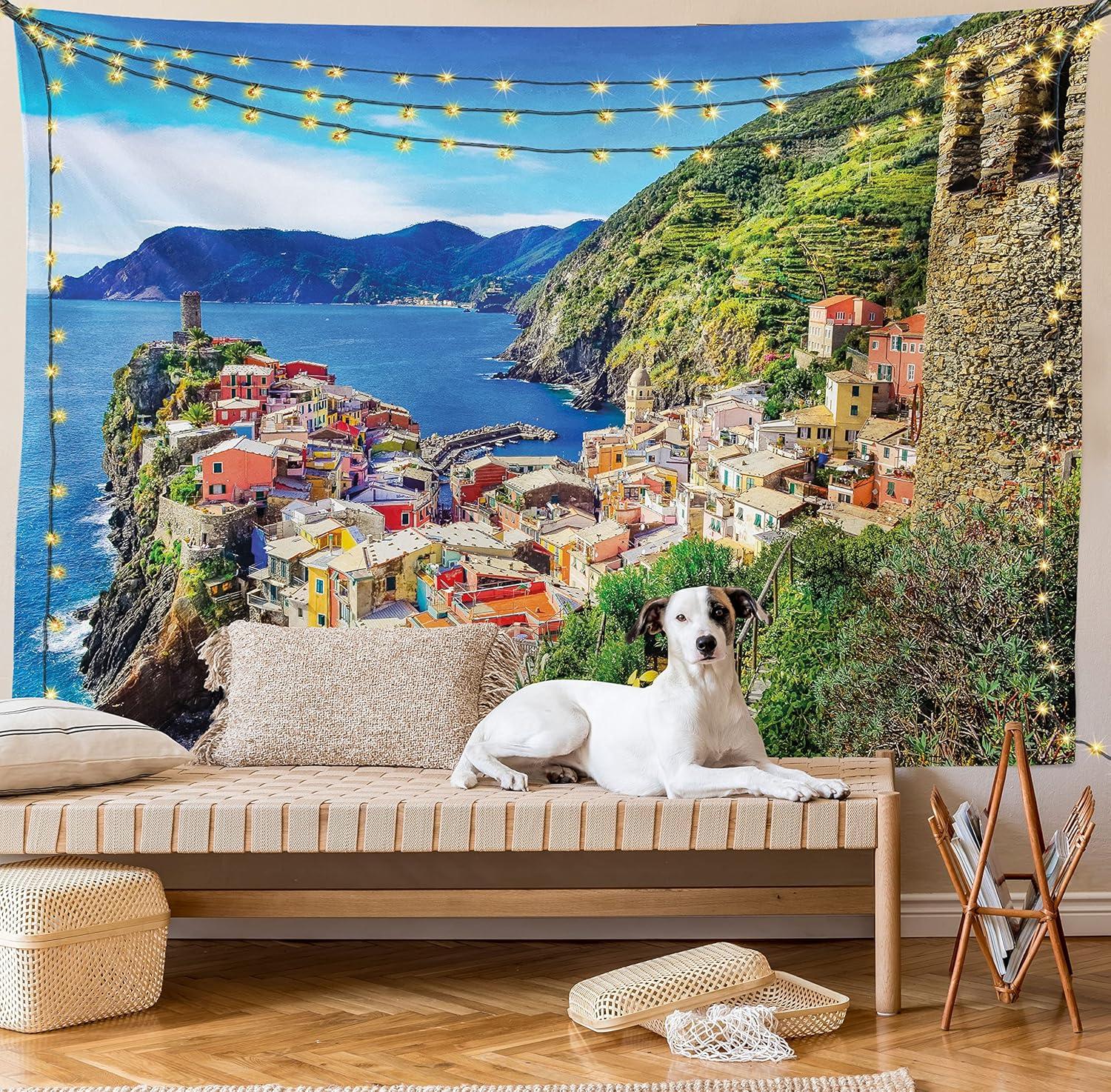 imageAmbesonne Turtle Tapestry Coral Reef and Sea Turtle Close up Photo Bonaire Island Waters Maritime Wide Wall Hanging for Bedroom Living Room Dorm 60 X 40 Pale Coffee Brown BlueCobalt Blue