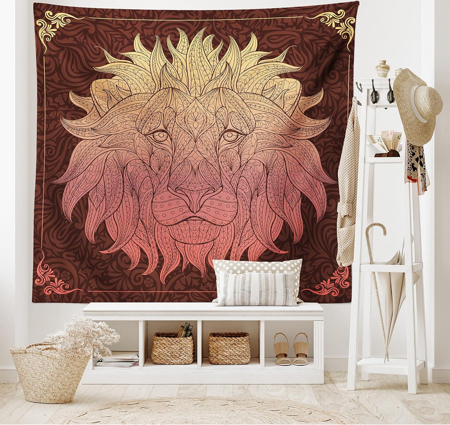 imageAmbesonne Turtle Tapestry Coral Reef and Sea Turtle Close up Photo Bonaire Island Waters Maritime Wide Wall Hanging for Bedroom Living Room Dorm 60 X 40 Pale Coffee Brown BlueMaroon and Yellow
