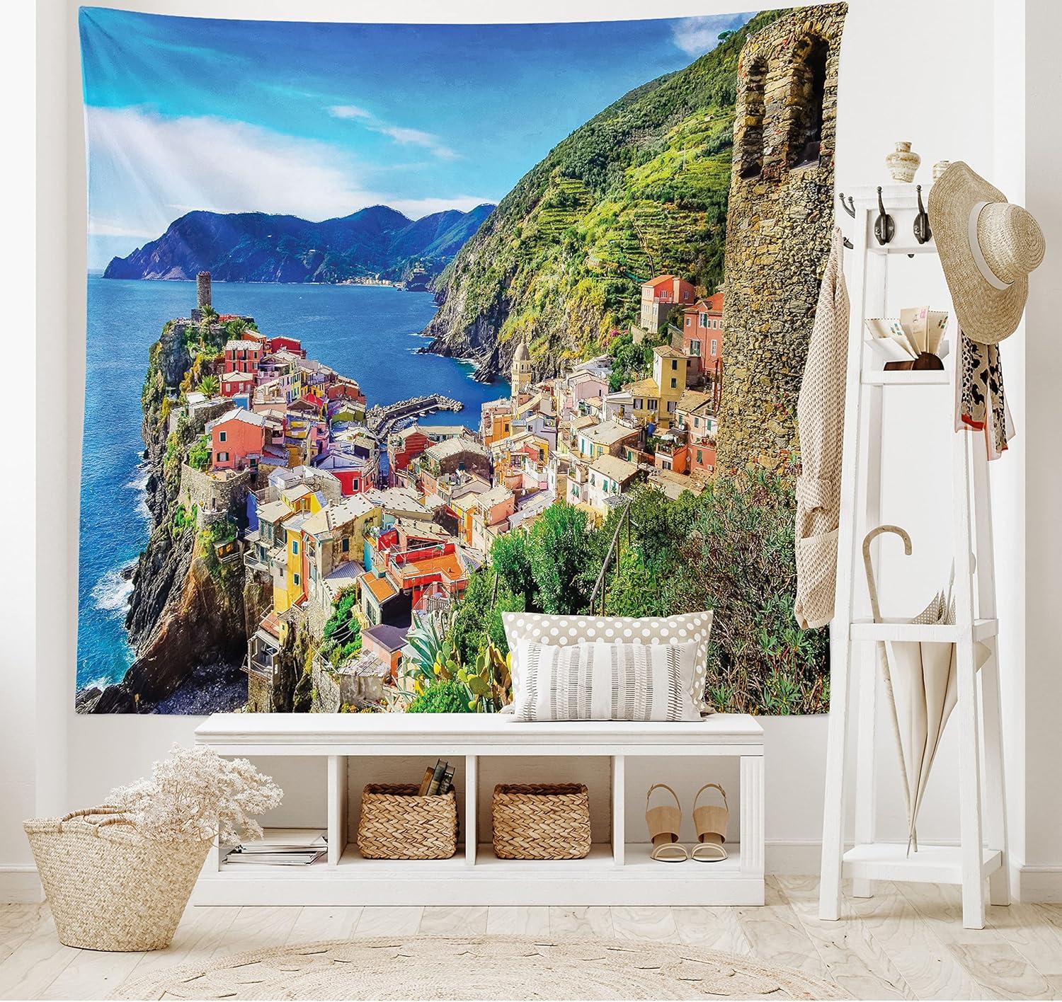 imageAmbesonne Turtle Tapestry Coral Reef and Sea Turtle Close up Photo Bonaire Island Waters Maritime Wide Wall Hanging for Bedroom Living Room Dorm 60 X 40 Pale Coffee Brown BlueCobalt Blue