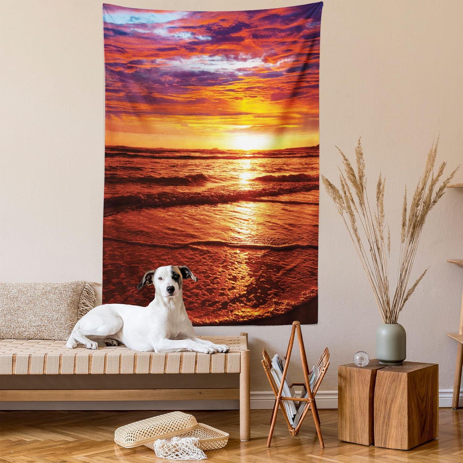 imageAmbesonne Turtle Tapestry Coral Reef and Sea Turtle Close up Photo Bonaire Island Waters Maritime Wide Wall Hanging for Bedroom Living Room Dorm 60 X 40 Pale Coffee Brown BlueOrange Yellow