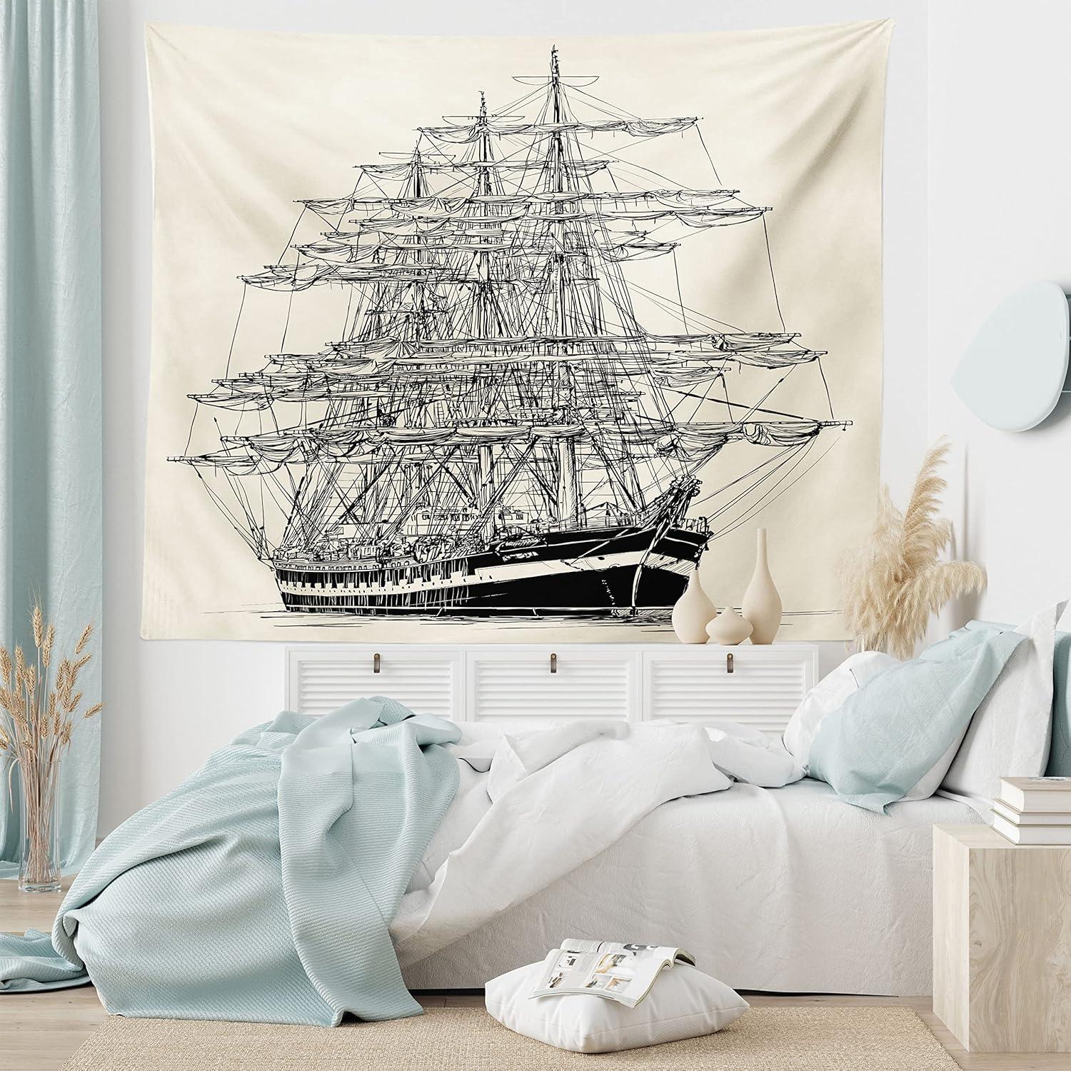 imageAmbesonne Turtle Tapestry Coral Reef and Sea Turtle Close up Photo Bonaire Island Waters Maritime Wide Wall Hanging for Bedroom Living Room Dorm 60 X 40 Pale Coffee Brown BlueCream Black