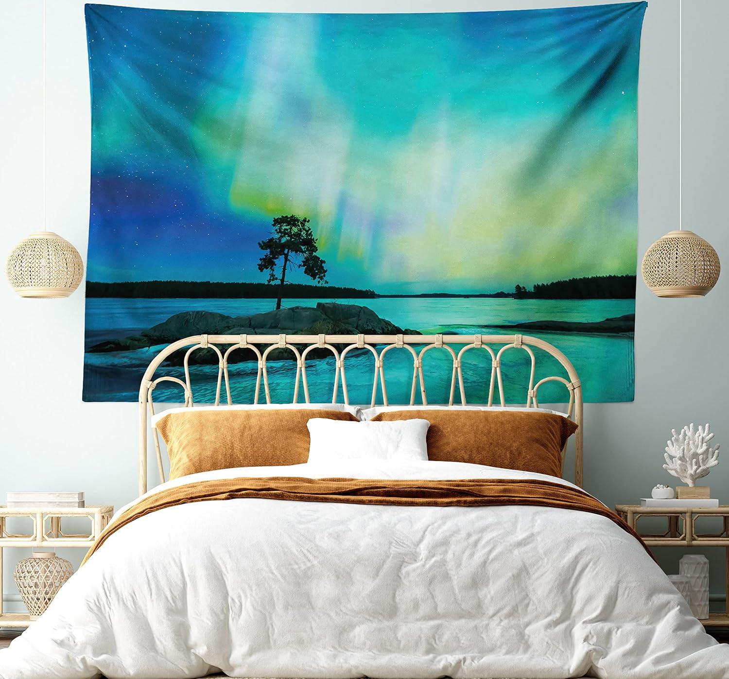 imageAmbesonne Turtle Tapestry Coral Reef and Sea Turtle Close up Photo Bonaire Island Waters Maritime Wide Wall Hanging for Bedroom Living Room Dorm 60 X 40 Pale Coffee Brown BlueLime Green
