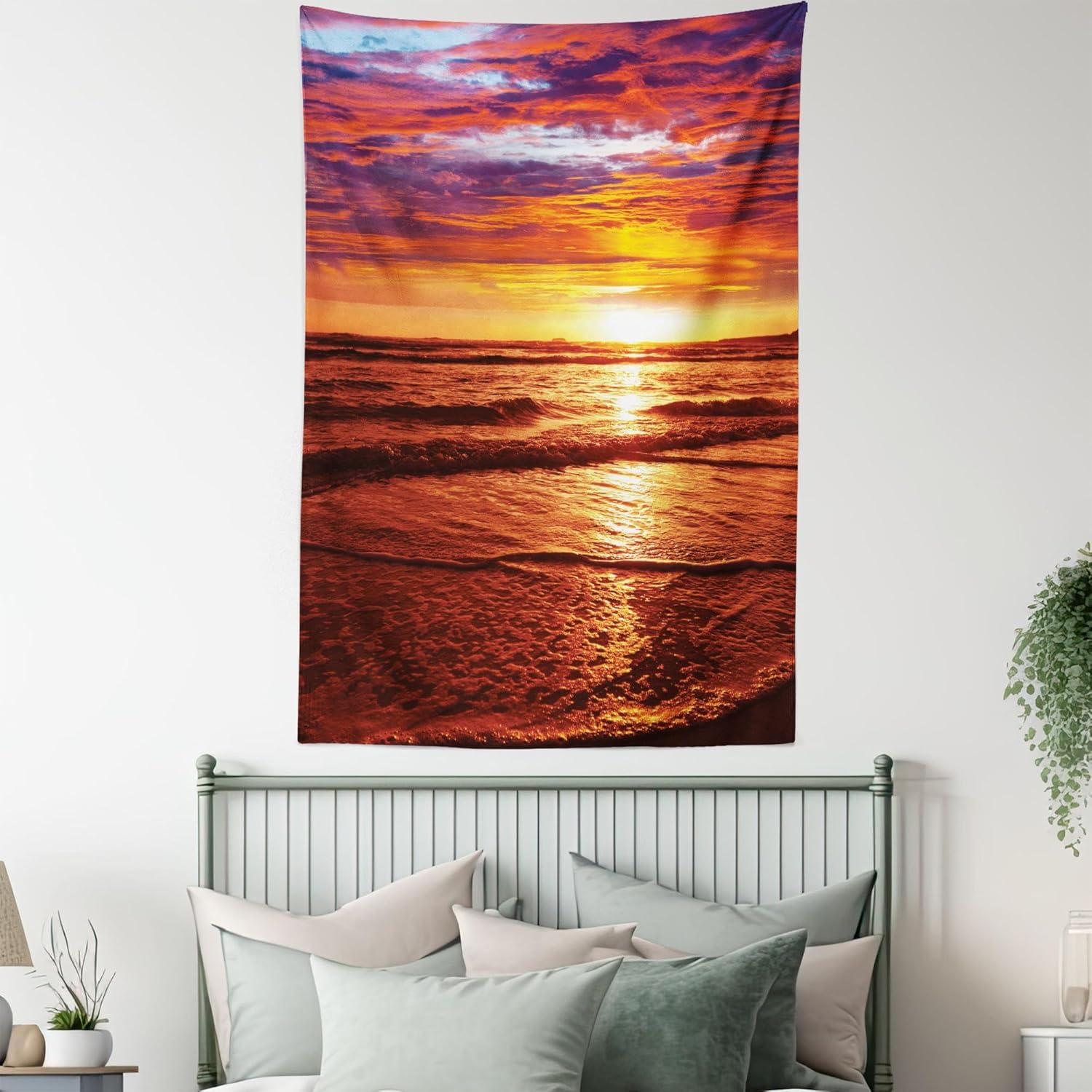 imageAmbesonne Turtle Tapestry Coral Reef and Sea Turtle Close up Photo Bonaire Island Waters Maritime Wide Wall Hanging for Bedroom Living Room Dorm 60 X 40 Pale Coffee Brown BlueOrange Yellow