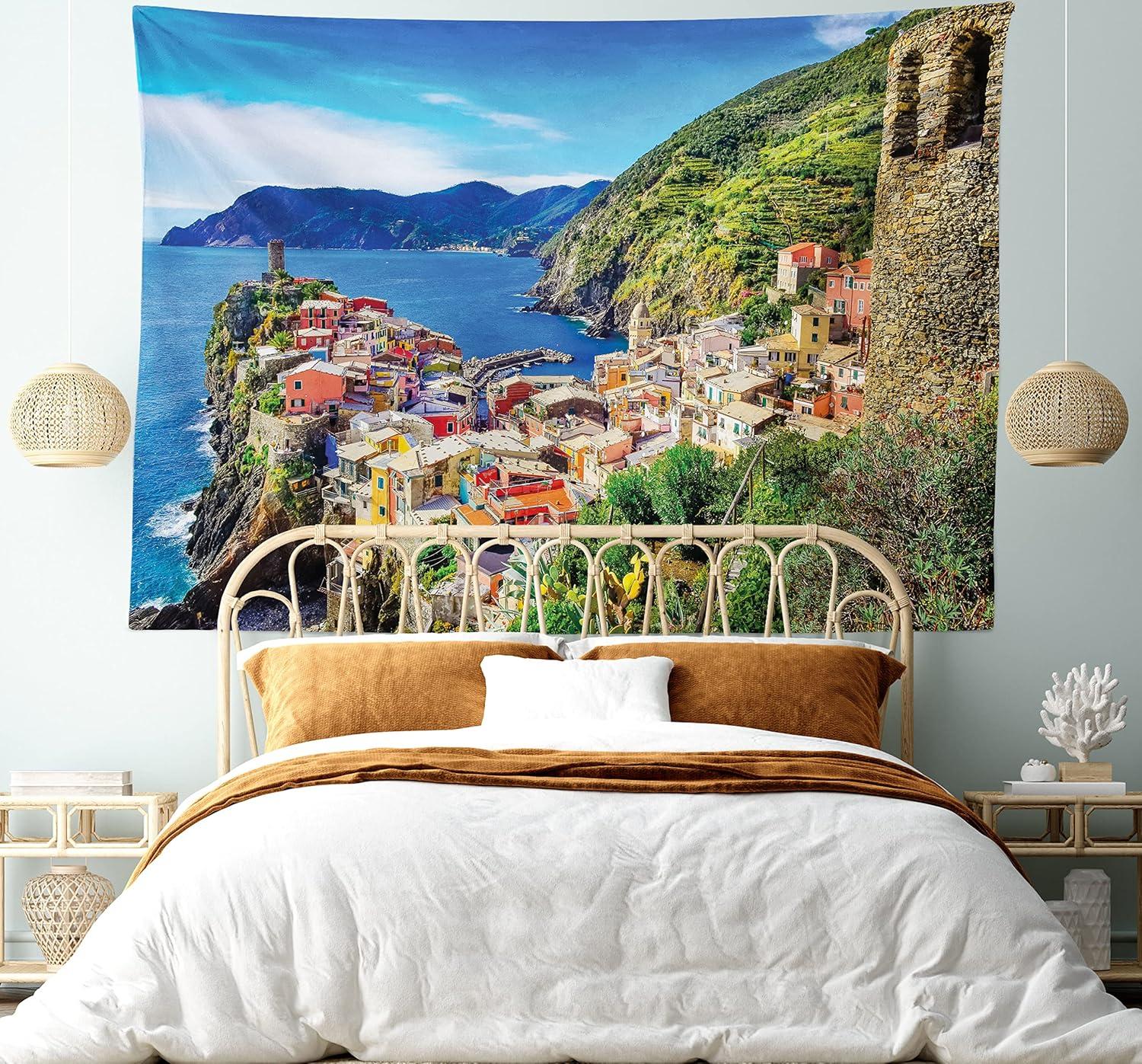 imageAmbesonne Turtle Tapestry Coral Reef and Sea Turtle Close up Photo Bonaire Island Waters Maritime Wide Wall Hanging for Bedroom Living Room Dorm 60 X 40 Pale Coffee Brown BlueCobalt Blue