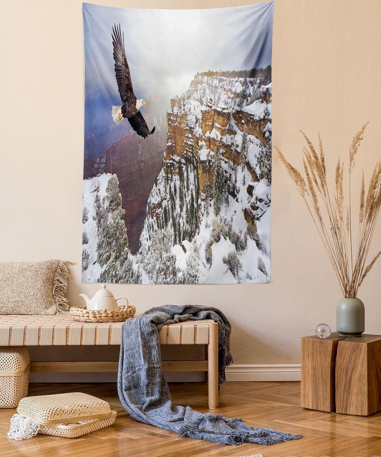 imageAmbesonne Turtle Tapestry Coral Reef and Sea Turtle Close up Photo Bonaire Island Waters Maritime Wide Wall Hanging for Bedroom Living Room Dorm 60 X 40 Pale Coffee Brown BlueWhite Brown
