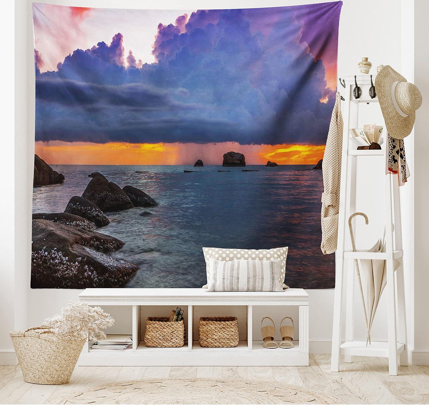 imageAmbesonne Turtle Tapestry Coral Reef and Sea Turtle Close up Photo Bonaire Island Waters Maritime Wide Wall Hanging for Bedroom Living Room Dorm 60 X 40 Pale Coffee Brown BlueLavender Grey