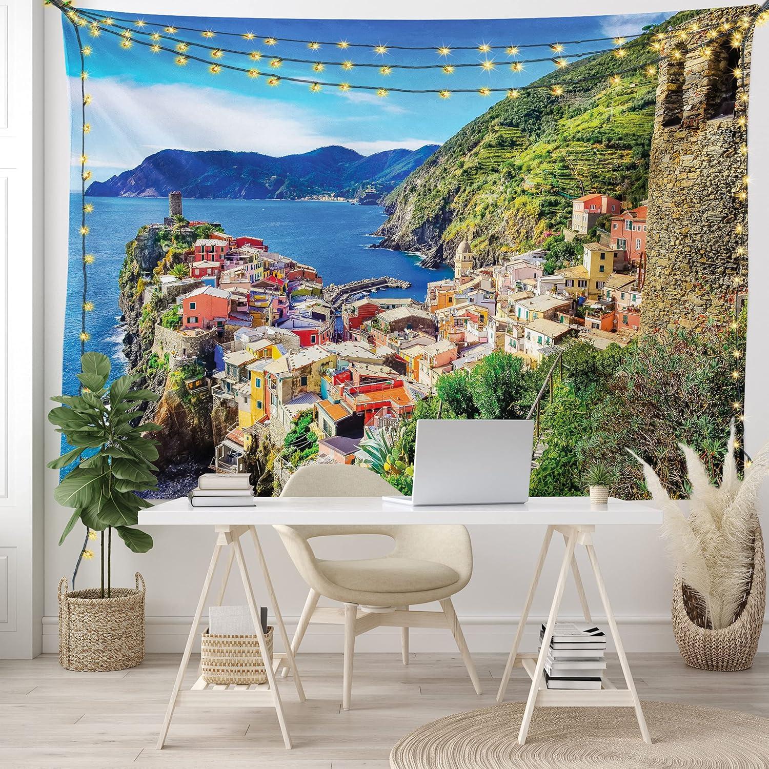 imageAmbesonne Turtle Tapestry Coral Reef and Sea Turtle Close up Photo Bonaire Island Waters Maritime Wide Wall Hanging for Bedroom Living Room Dorm 60 X 40 Pale Coffee Brown BlueCobalt Blue