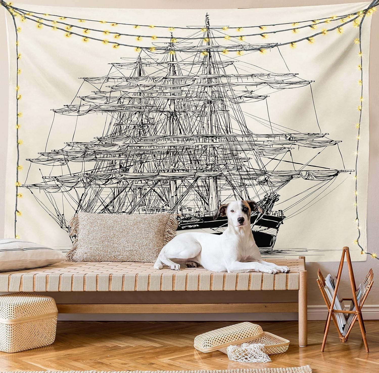 imageAmbesonne Turtle Tapestry Coral Reef and Sea Turtle Close up Photo Bonaire Island Waters Maritime Wide Wall Hanging for Bedroom Living Room Dorm 60 X 40 Pale Coffee Brown BlueCream Black