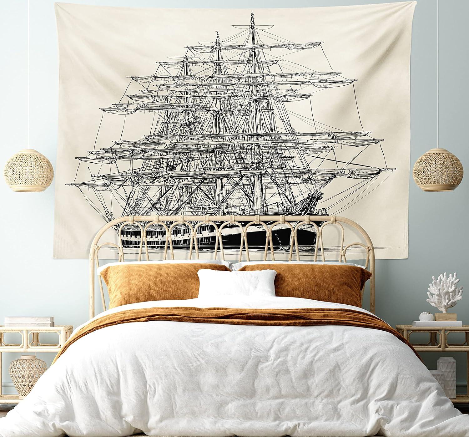 imageAmbesonne Turtle Tapestry Coral Reef and Sea Turtle Close up Photo Bonaire Island Waters Maritime Wide Wall Hanging for Bedroom Living Room Dorm 60 X 40 Pale Coffee Brown BlueCream Black