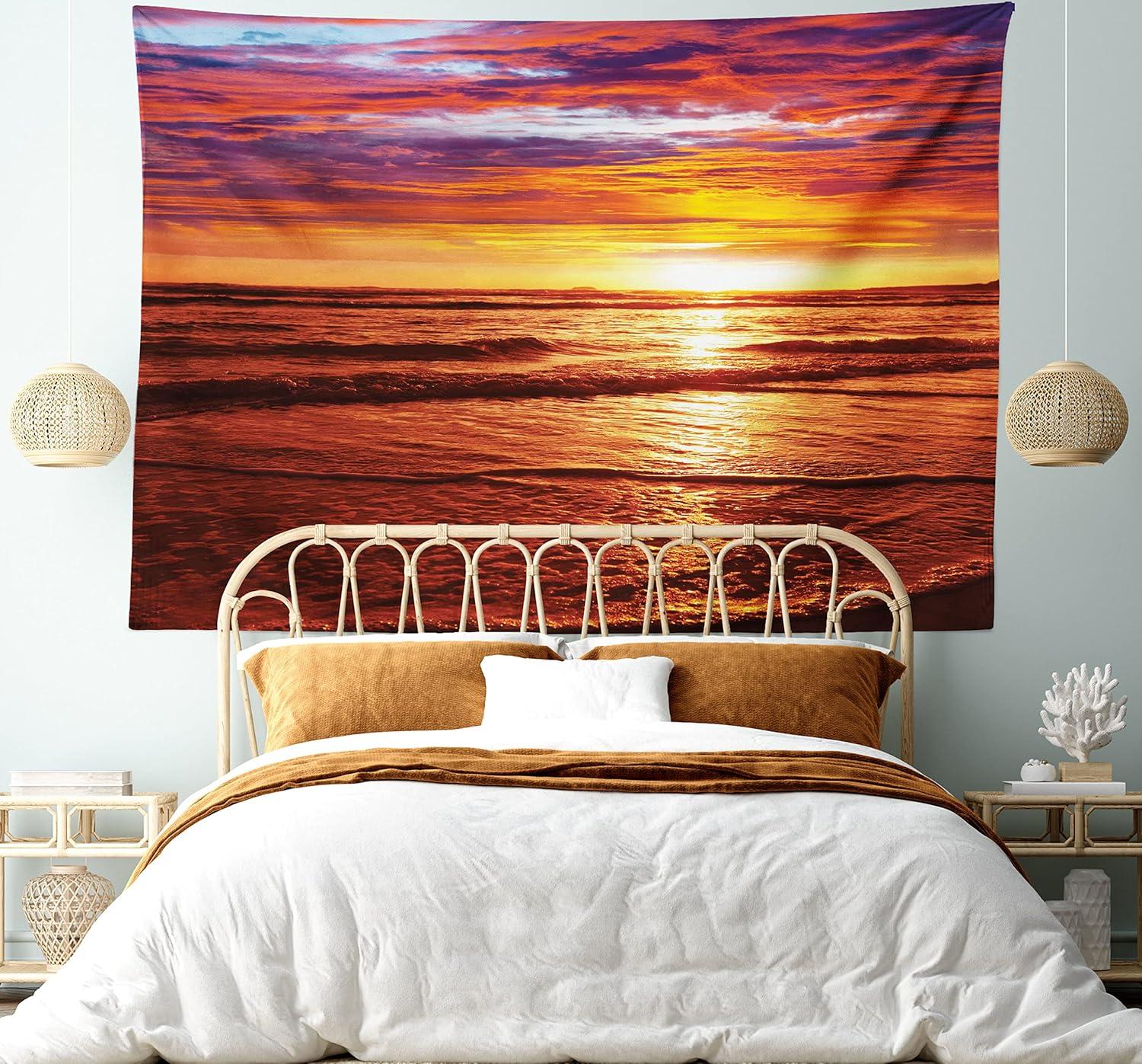 imageAmbesonne Turtle Tapestry Coral Reef and Sea Turtle Close up Photo Bonaire Island Waters Maritime Wide Wall Hanging for Bedroom Living Room Dorm 60 X 40 Pale Coffee Brown BlueYellow Orange
