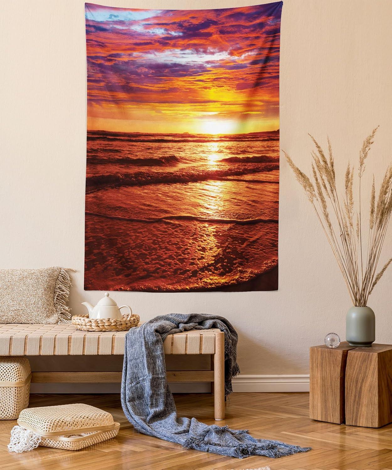 imageAmbesonne Turtle Tapestry Coral Reef and Sea Turtle Close up Photo Bonaire Island Waters Maritime Wide Wall Hanging for Bedroom Living Room Dorm 60 X 40 Pale Coffee Brown BlueOrange Yellow