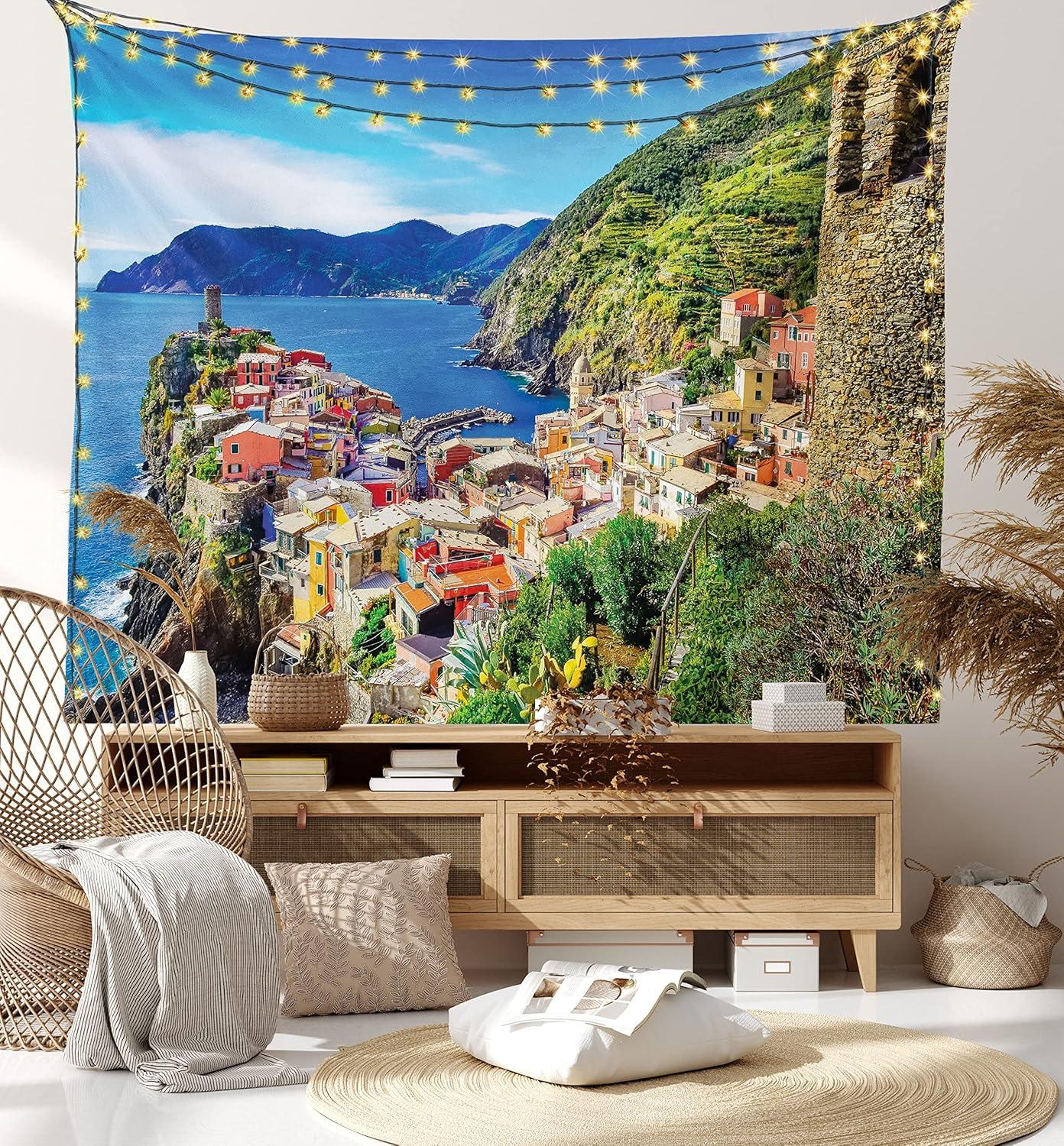 imageAmbesonne Turtle Tapestry Coral Reef and Sea Turtle Close up Photo Bonaire Island Waters Maritime Wide Wall Hanging for Bedroom Living Room Dorm 60 X 40 Pale Coffee Brown BlueCobalt Blue