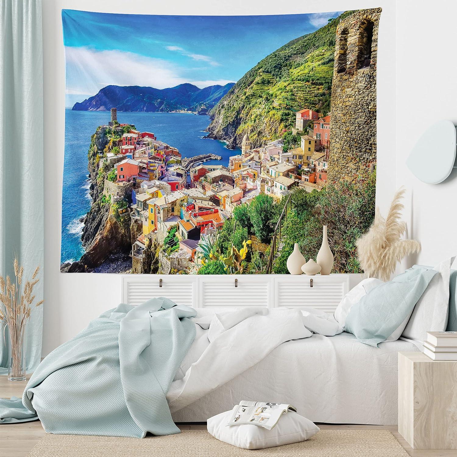 imageAmbesonne Turtle Tapestry Coral Reef and Sea Turtle Close up Photo Bonaire Island Waters Maritime Wide Wall Hanging for Bedroom Living Room Dorm 60 X 40 Pale Coffee Brown BlueCobalt Blue