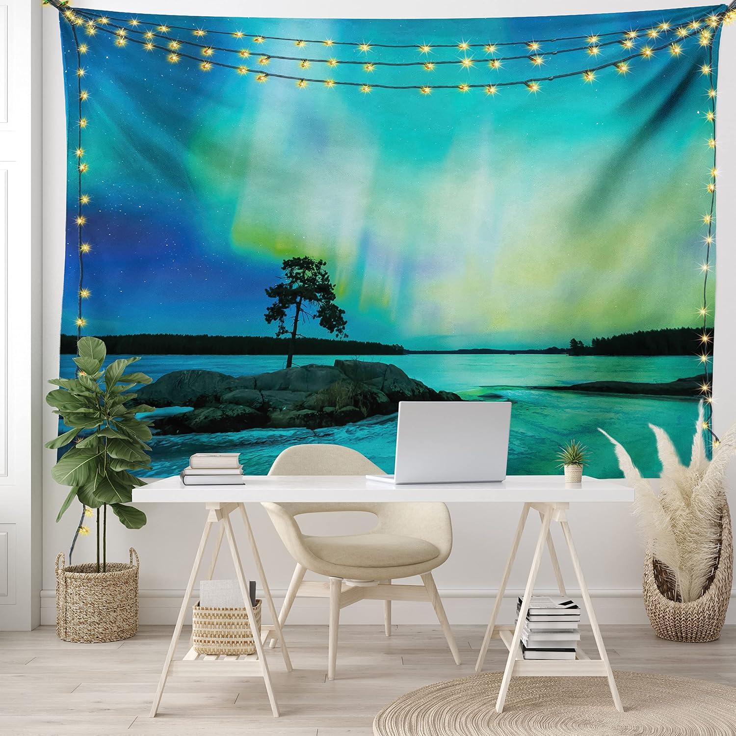 imageAmbesonne Turtle Tapestry Coral Reef and Sea Turtle Close up Photo Bonaire Island Waters Maritime Wide Wall Hanging for Bedroom Living Room Dorm 60 X 40 Pale Coffee Brown BlueLime Green