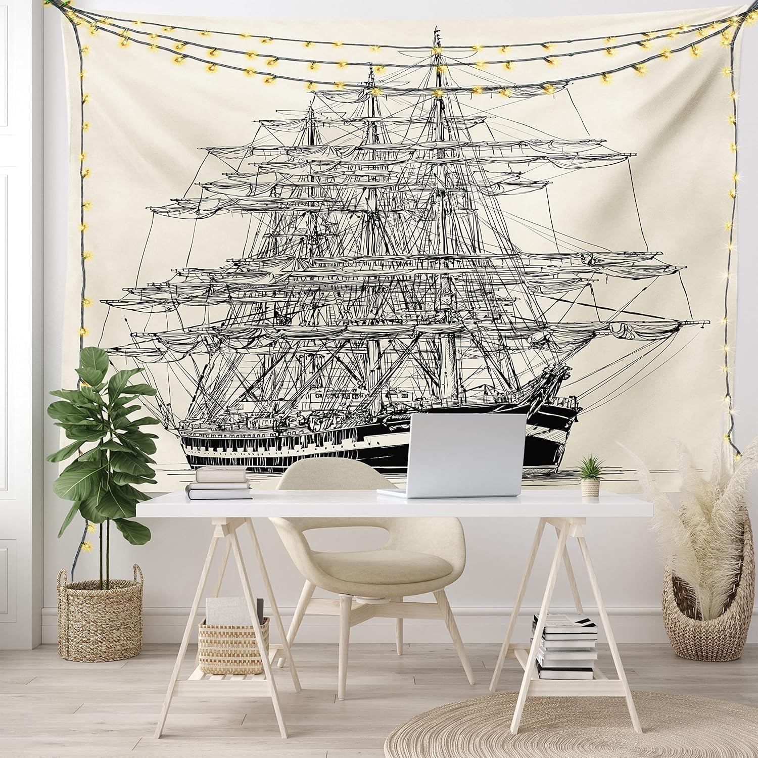 imageAmbesonne Turtle Tapestry Coral Reef and Sea Turtle Close up Photo Bonaire Island Waters Maritime Wide Wall Hanging for Bedroom Living Room Dorm 60 X 40 Pale Coffee Brown BlueCream Black