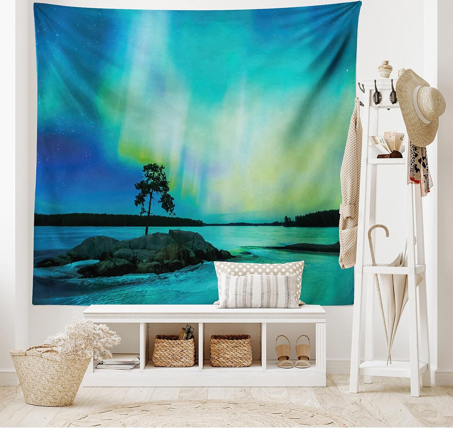 imageAmbesonne Turtle Tapestry Coral Reef and Sea Turtle Close up Photo Bonaire Island Waters Maritime Wide Wall Hanging for Bedroom Living Room Dorm 60 X 40 Pale Coffee Brown BlueLime Green