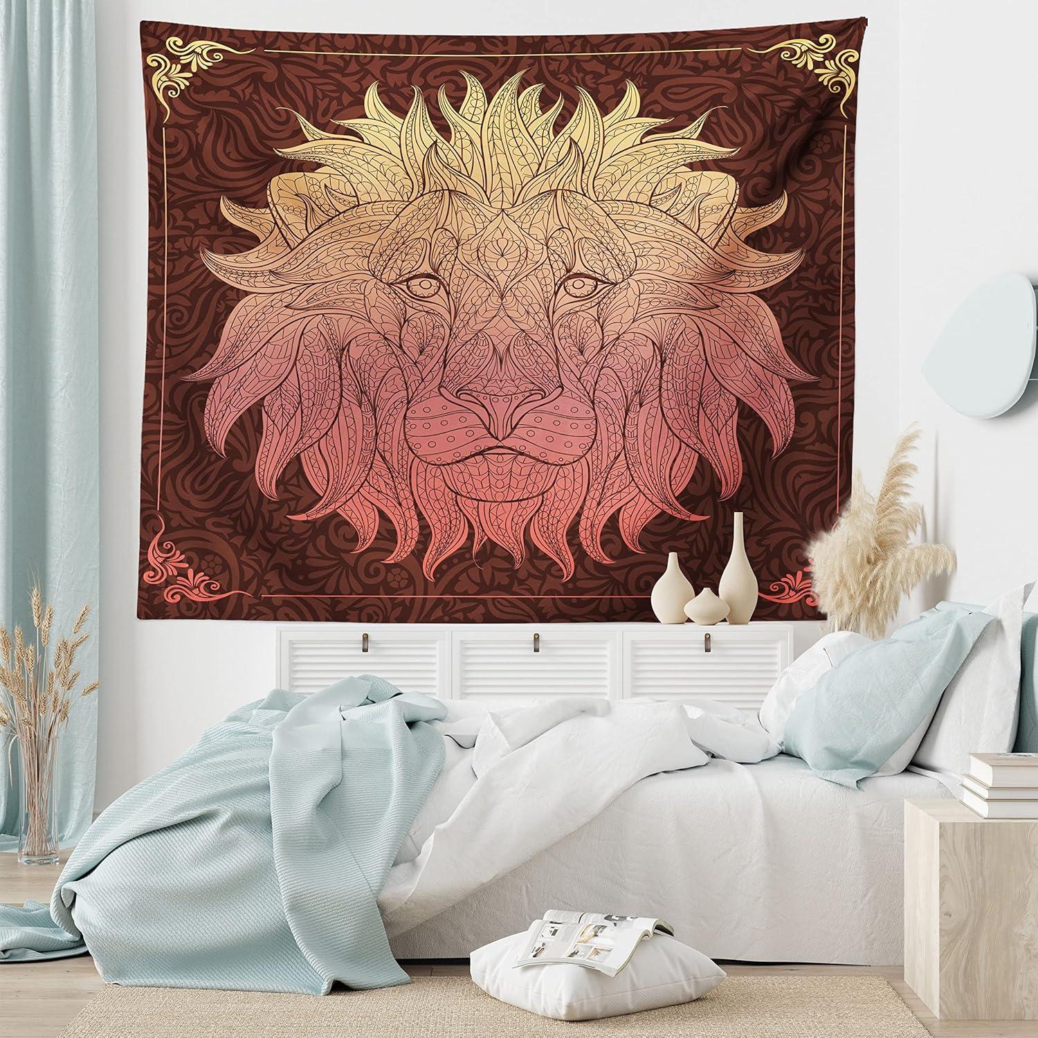 imageAmbesonne Turtle Tapestry Coral Reef and Sea Turtle Close up Photo Bonaire Island Waters Maritime Wide Wall Hanging for Bedroom Living Room Dorm 60 X 40 Pale Coffee Brown BlueMaroon and Yellow