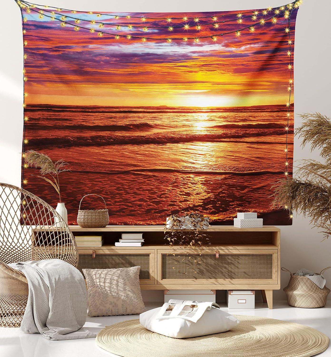 imageAmbesonne Turtle Tapestry Coral Reef and Sea Turtle Close up Photo Bonaire Island Waters Maritime Wide Wall Hanging for Bedroom Living Room Dorm 60 X 40 Pale Coffee Brown BlueYellow Orange