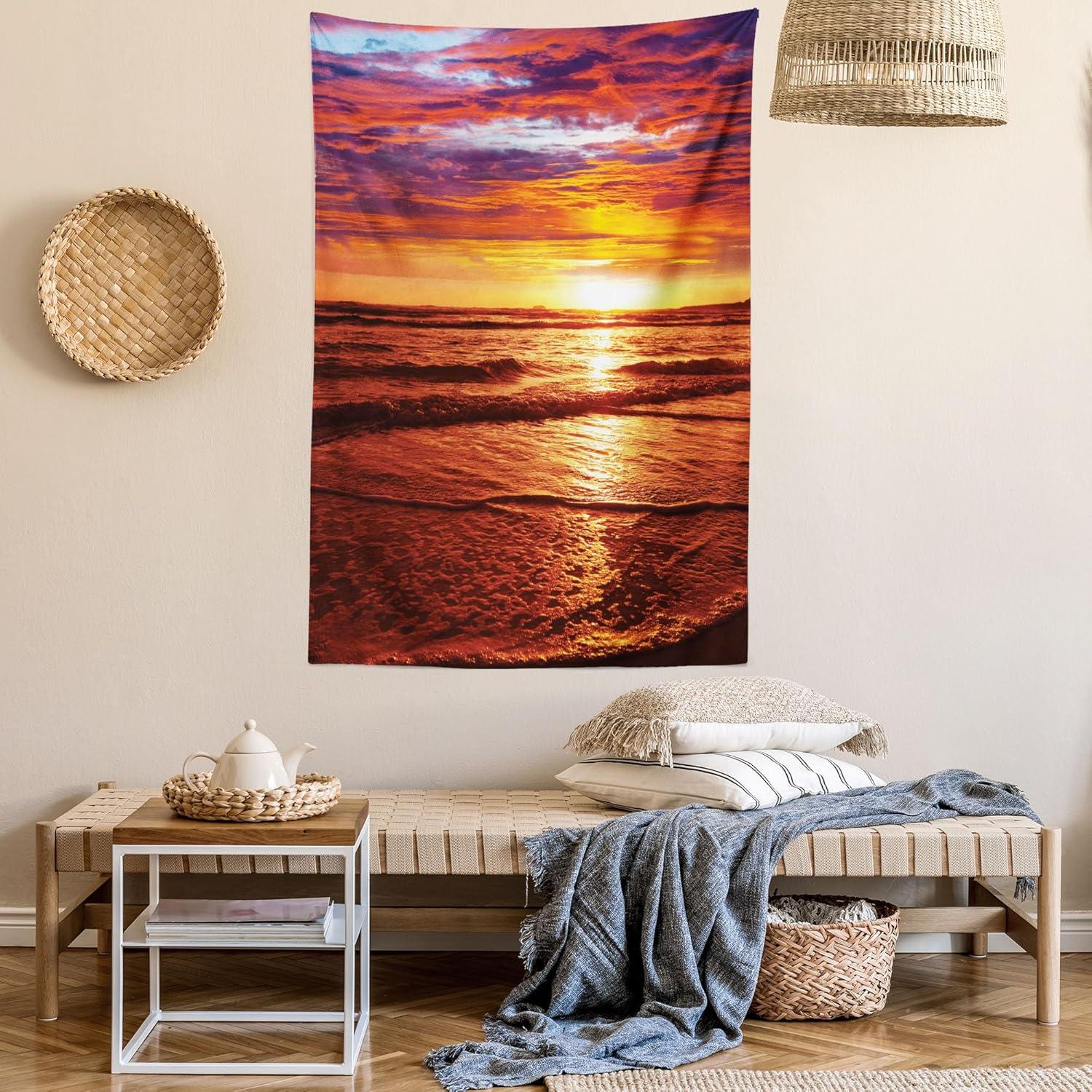 imageAmbesonne Turtle Tapestry Coral Reef and Sea Turtle Close up Photo Bonaire Island Waters Maritime Wide Wall Hanging for Bedroom Living Room Dorm 60 X 40 Pale Coffee Brown BlueOrange Yellow
