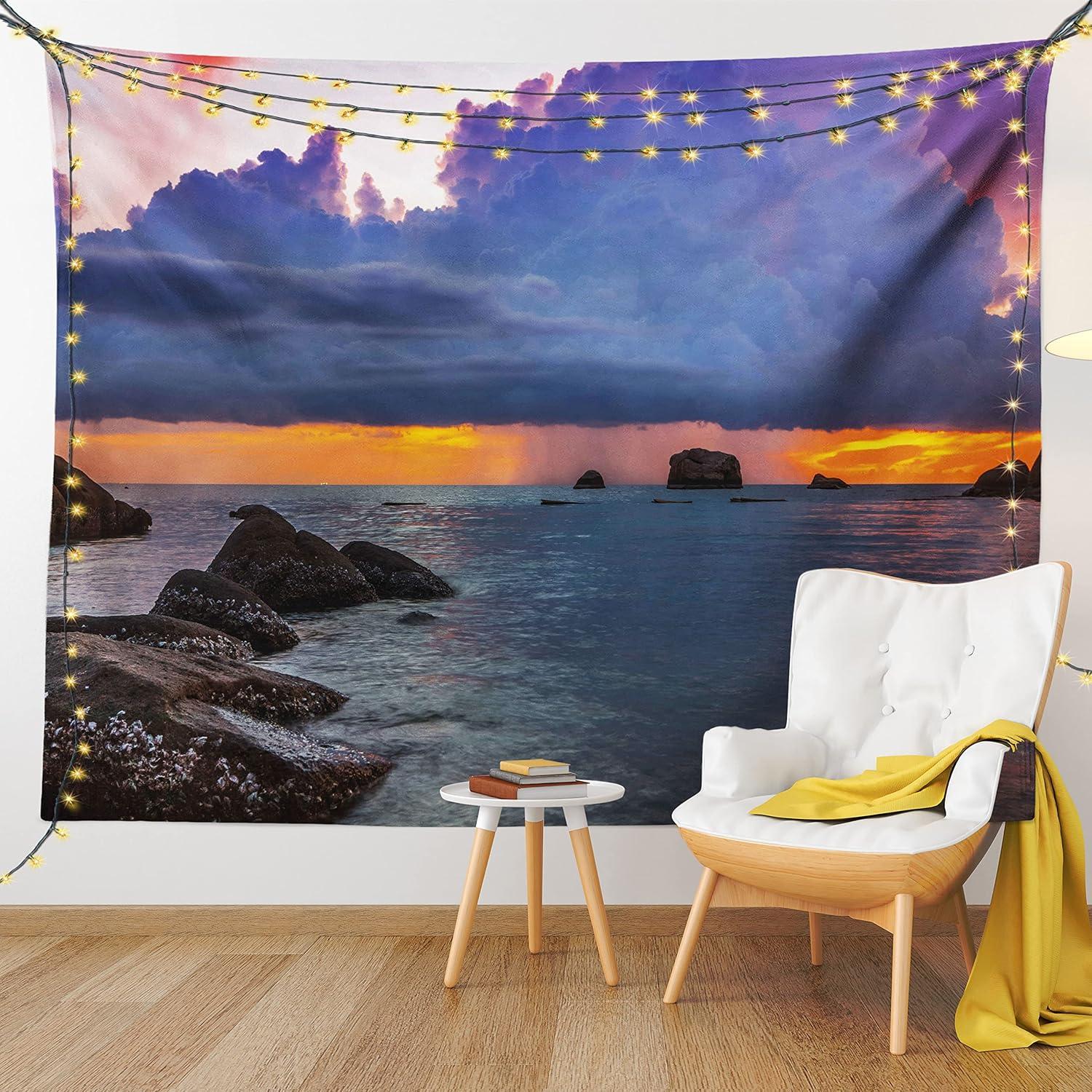 imageAmbesonne Turtle Tapestry Coral Reef and Sea Turtle Close up Photo Bonaire Island Waters Maritime Wide Wall Hanging for Bedroom Living Room Dorm 60 X 40 Pale Coffee Brown BlueLavender Grey