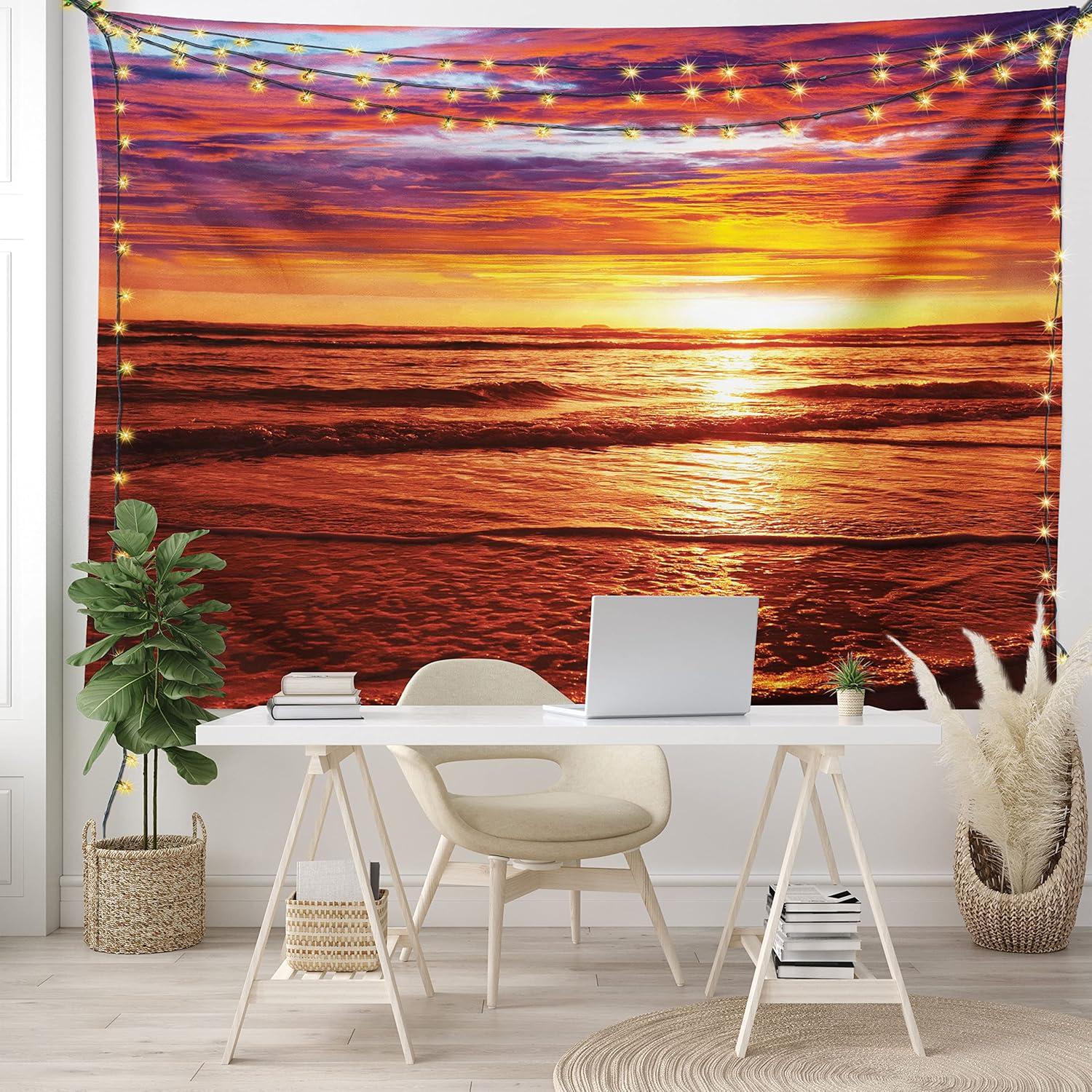 imageAmbesonne Turtle Tapestry Coral Reef and Sea Turtle Close up Photo Bonaire Island Waters Maritime Wide Wall Hanging for Bedroom Living Room Dorm 60 X 40 Pale Coffee Brown BlueYellow Orange