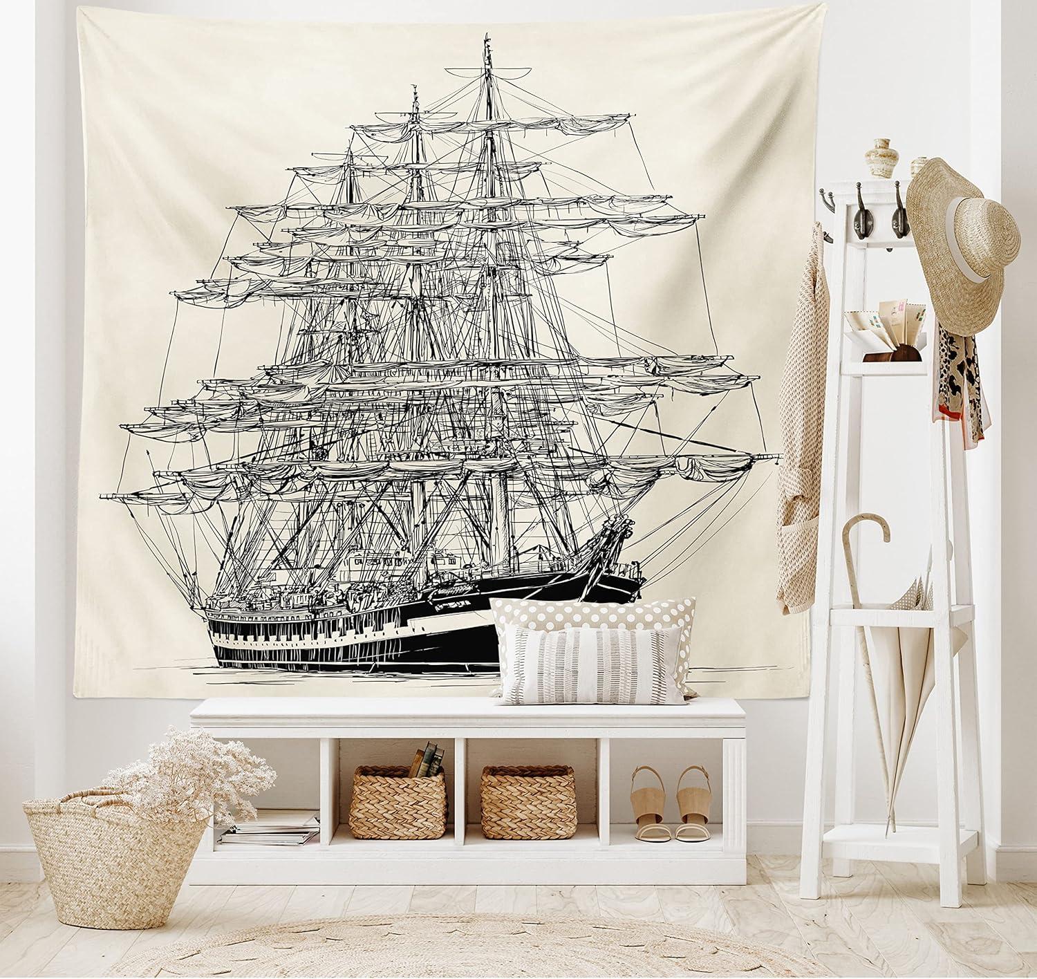 imageAmbesonne Turtle Tapestry Coral Reef and Sea Turtle Close up Photo Bonaire Island Waters Maritime Wide Wall Hanging for Bedroom Living Room Dorm 60 X 40 Pale Coffee Brown BlueCream Black