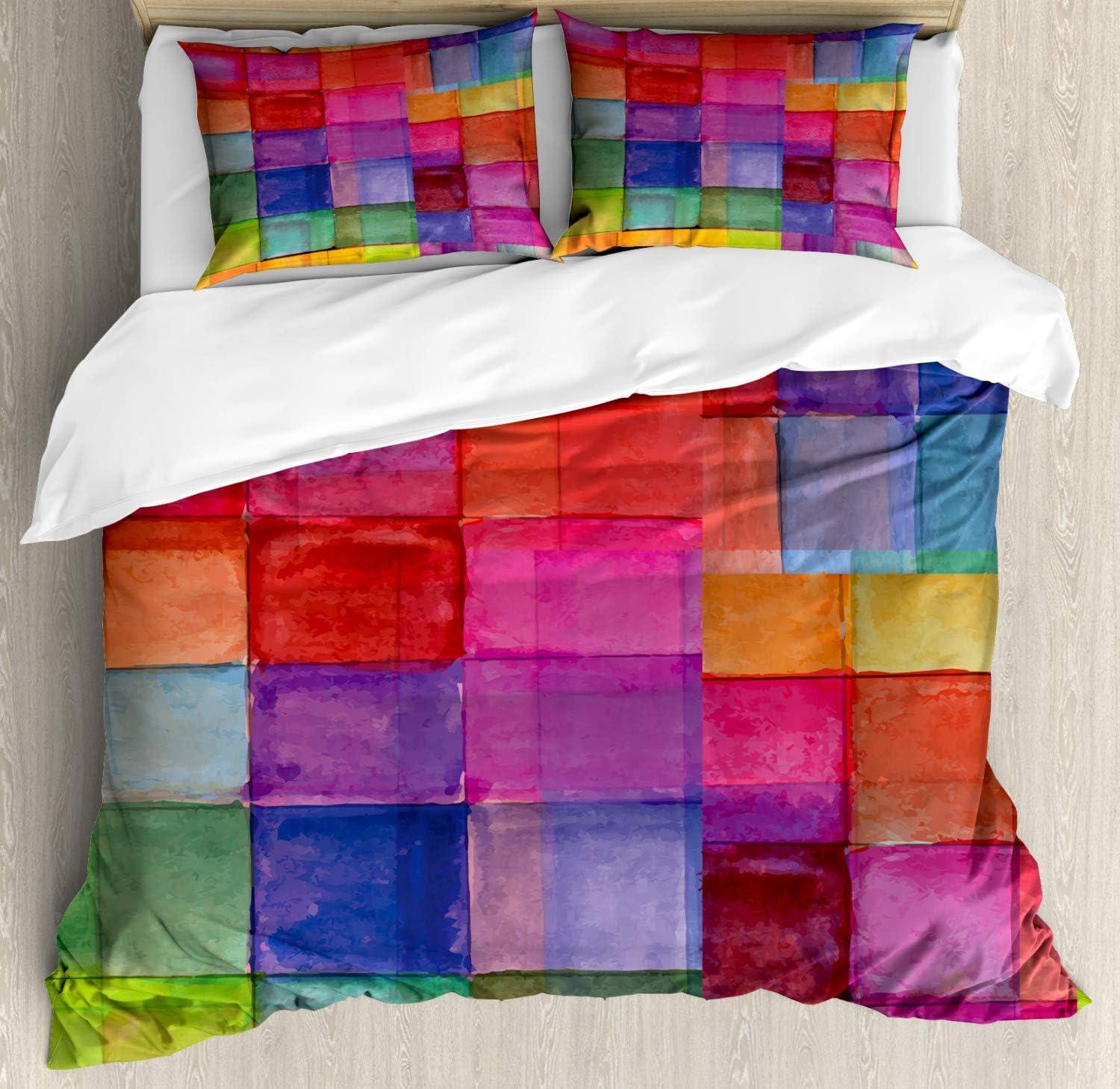 imageAmbesonne Valentine Duvet Cover Set Big Little Heart Motifs on Colorful Background with Dots Romance Love Theme Decorative 3 Piece Bedding Set with 2 Pillow Shams Queen Size Pink GreenHot Pink Multicolor