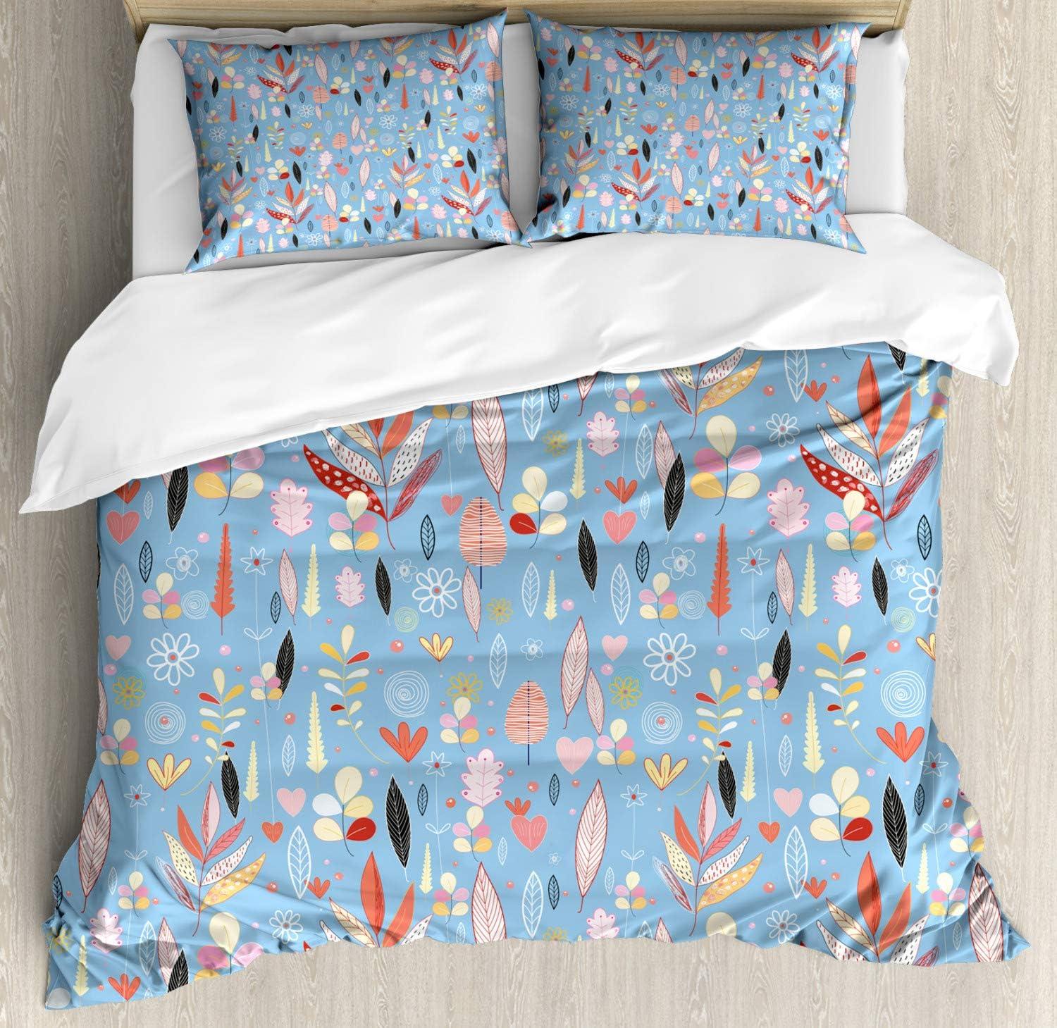 imageAmbesonne Valentine Duvet Cover Set Big Little Heart Motifs on Colorful Background with Dots Romance Love Theme Decorative 3 Piece Bedding Set with 2 Pillow Shams Queen Size Pink GreenPale Blue