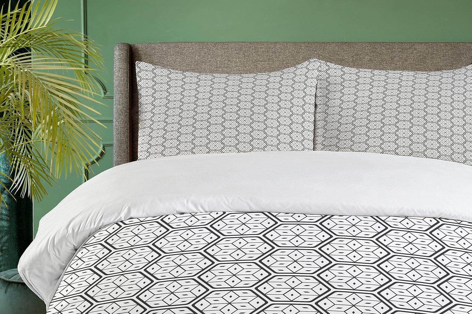 imageAmbesonne Valentine Duvet Cover Set Big Little Heart Motifs on Colorful Background with Dots Romance Love Theme Decorative 3 Piece Bedding Set with 2 Pillow Shams Queen Size Pink GreenCharcoal Grey and White