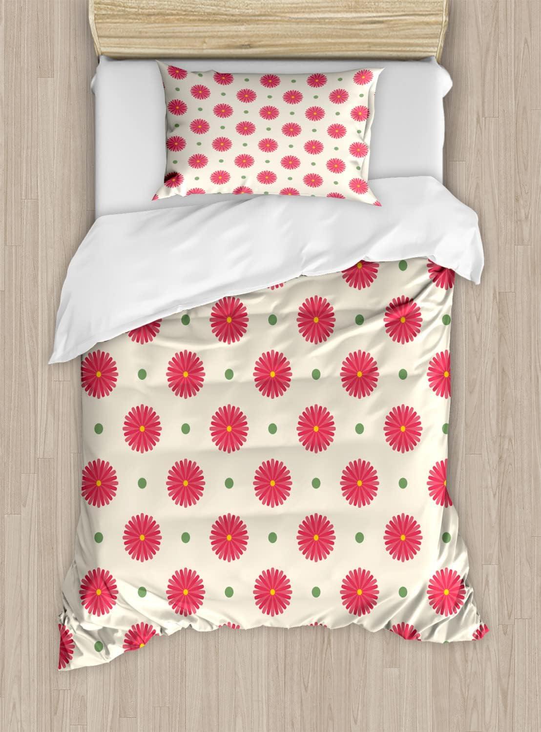 imageAmbesonne Valentine Duvet Cover Set Big Little Heart Motifs on Colorful Background with Dots Romance Love Theme Decorative 3 Piece Bedding Set with 2 Pillow Shams Queen Size Pink GreenDark Salmon Multicolor