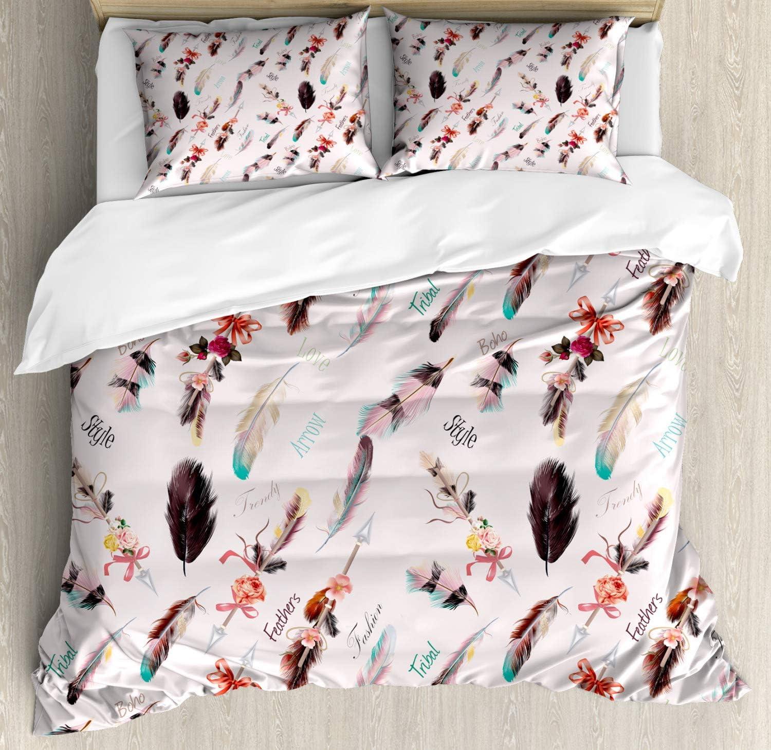 imageAmbesonne Valentine Duvet Cover Set Big Little Heart Motifs on Colorful Background with Dots Romance Love Theme Decorative 3 Piece Bedding Set with 2 Pillow Shams Queen Size Pink GreenPale Rose Multicolor