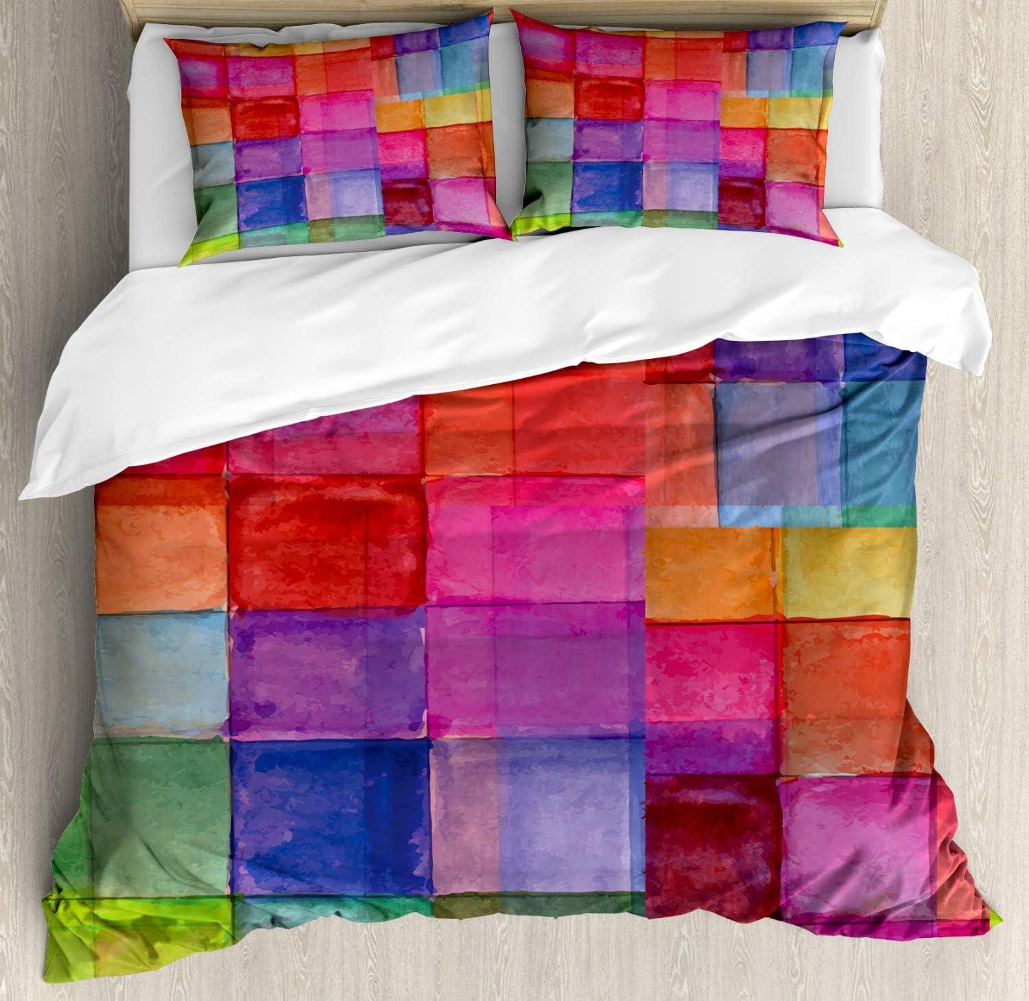 imageAmbesonne Valentine Duvet Cover Set Big Little Heart Motifs on Colorful Background with Dots Romance Love Theme Decorative 3 Piece Bedding Set with 2 Pillow Shams Queen Size Pink GreenHot Pink Multicolor