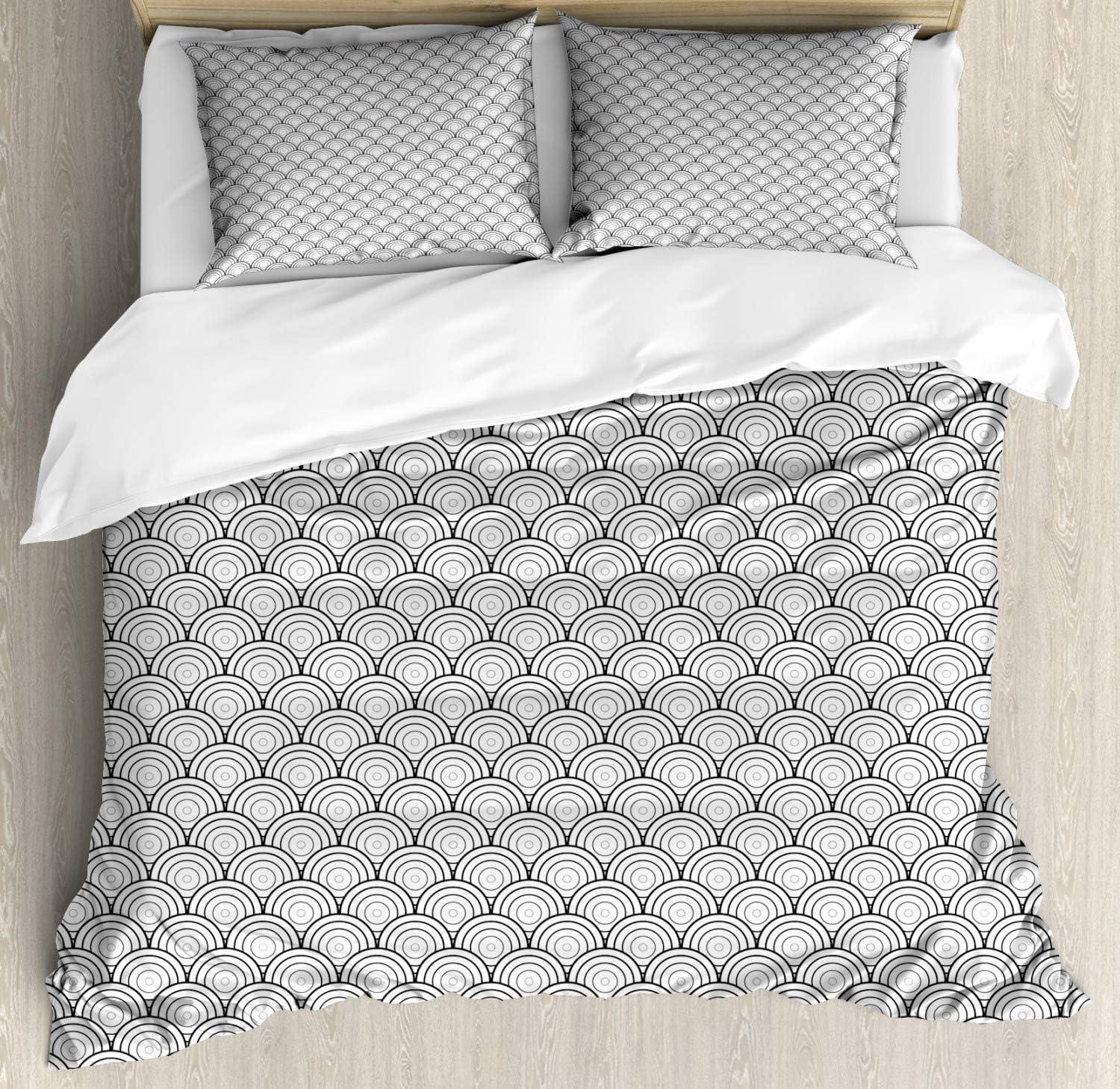 imageAmbesonne Valentine Duvet Cover Set Big Little Heart Motifs on Colorful Background with Dots Romance Love Theme Decorative 3 Piece Bedding Set with 2 Pillow Shams Queen Size Pink GreenDark Grey White