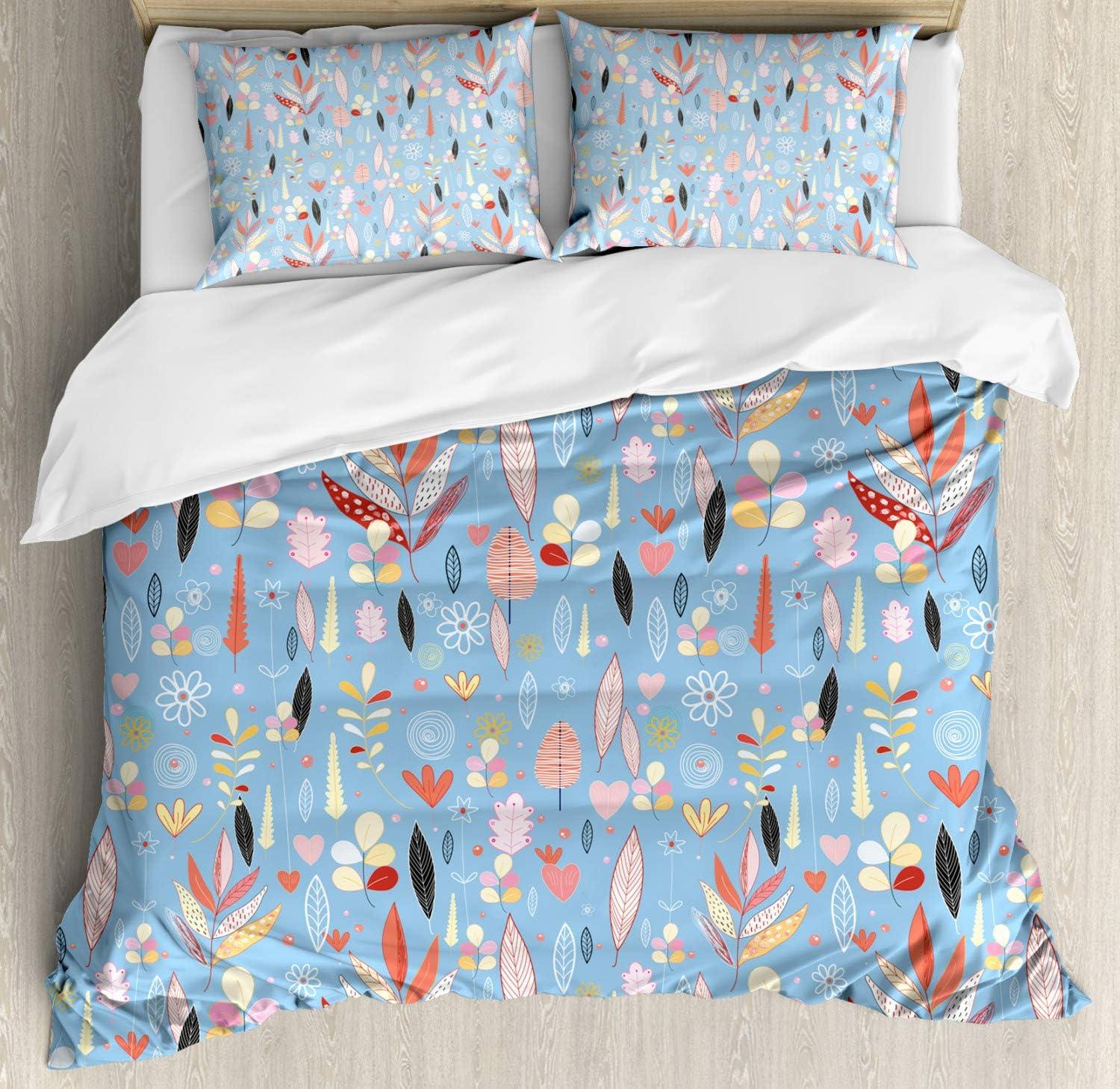 imageAmbesonne Valentine Duvet Cover Set Big Little Heart Motifs on Colorful Background with Dots Romance Love Theme Decorative 3 Piece Bedding Set with 2 Pillow Shams Queen Size Pink GreenPale Blue