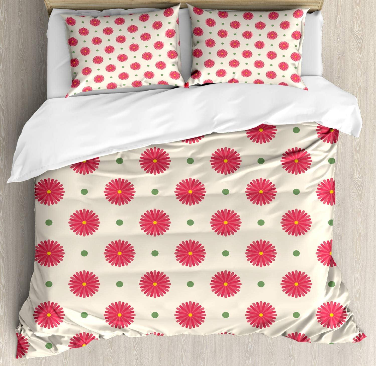 imageAmbesonne Valentine Duvet Cover Set Big Little Heart Motifs on Colorful Background with Dots Romance Love Theme Decorative 3 Piece Bedding Set with 2 Pillow Shams Queen Size Pink GreenDark Salmon Multicolor