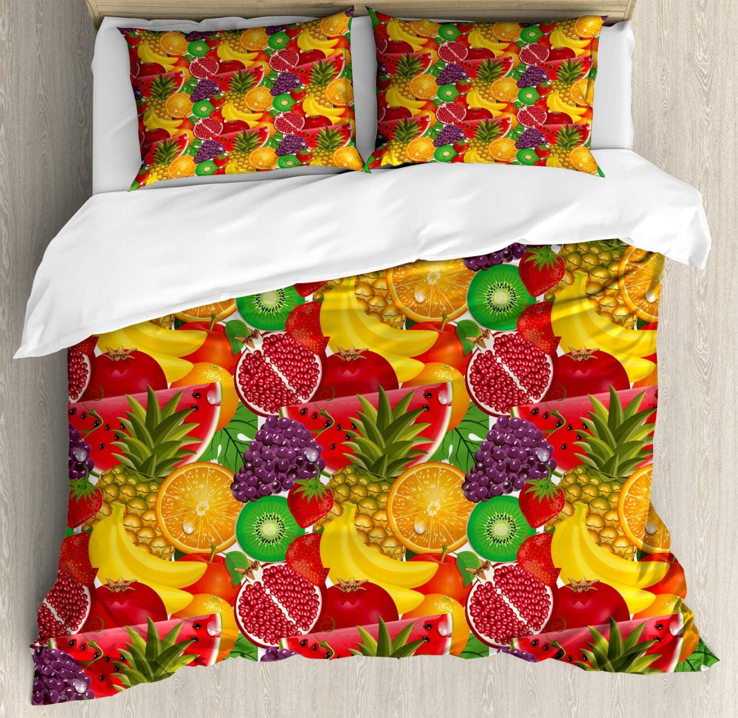 imageAmbesonne Valentine Duvet Cover Set Big Little Heart Motifs on Colorful Background with Dots Romance Love Theme Decorative 3 Piece Bedding Set with 2 Pillow Shams Queen Size Pink GreenDark Pink Multicolor
