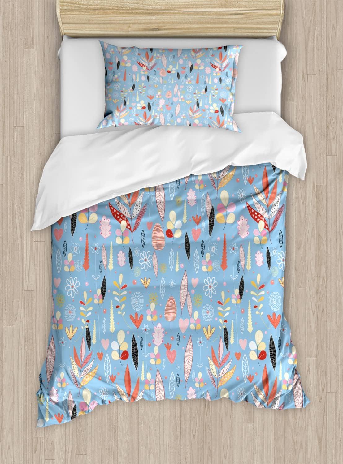 imageAmbesonne Valentine Duvet Cover Set Big Little Heart Motifs on Colorful Background with Dots Romance Love Theme Decorative 3 Piece Bedding Set with 2 Pillow Shams Queen Size Pink GreenPale Blue