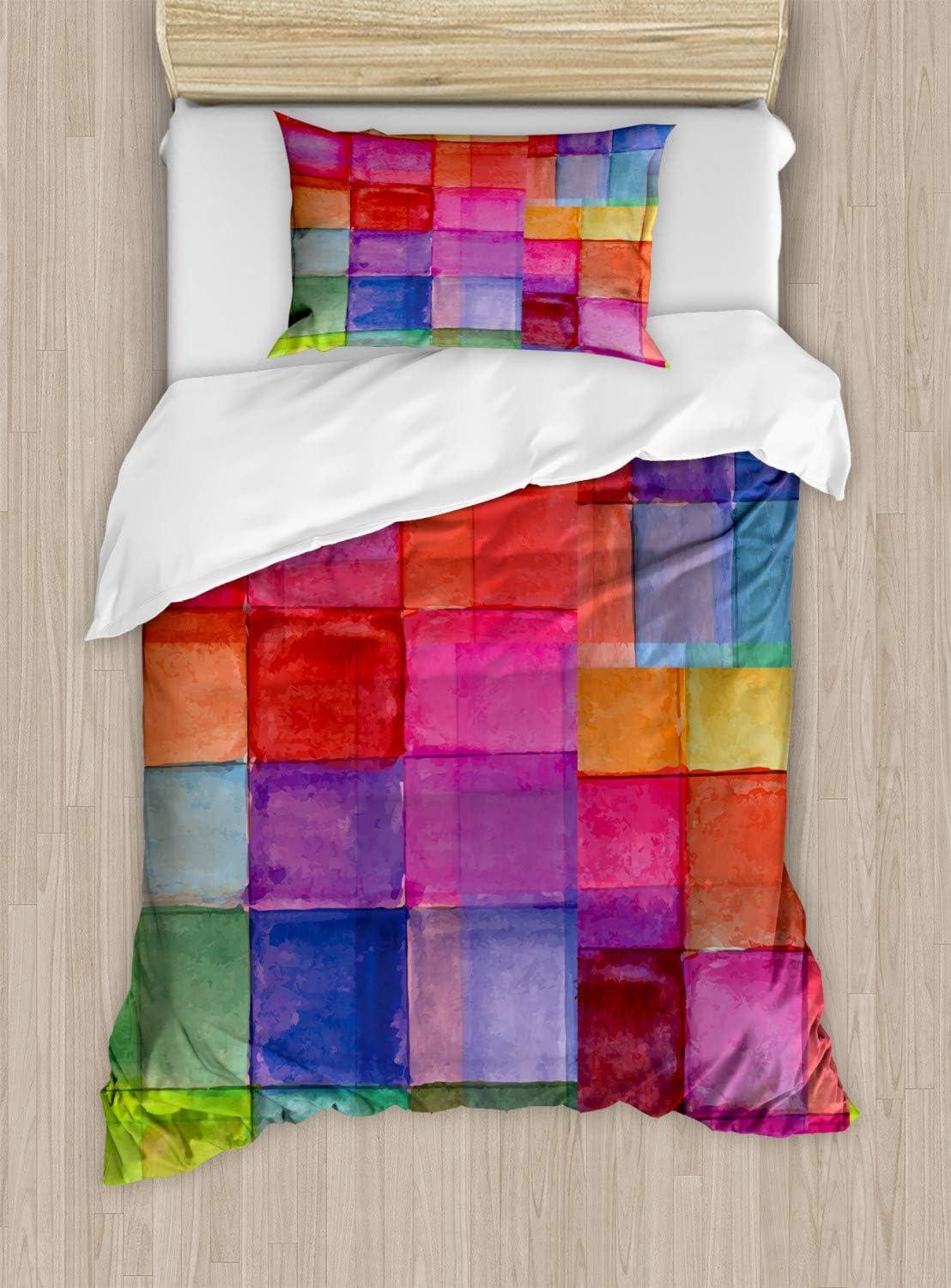 imageAmbesonne Valentine Duvet Cover Set Big Little Heart Motifs on Colorful Background with Dots Romance Love Theme Decorative 3 Piece Bedding Set with 2 Pillow Shams Queen Size Pink GreenHot Pink Multicolor