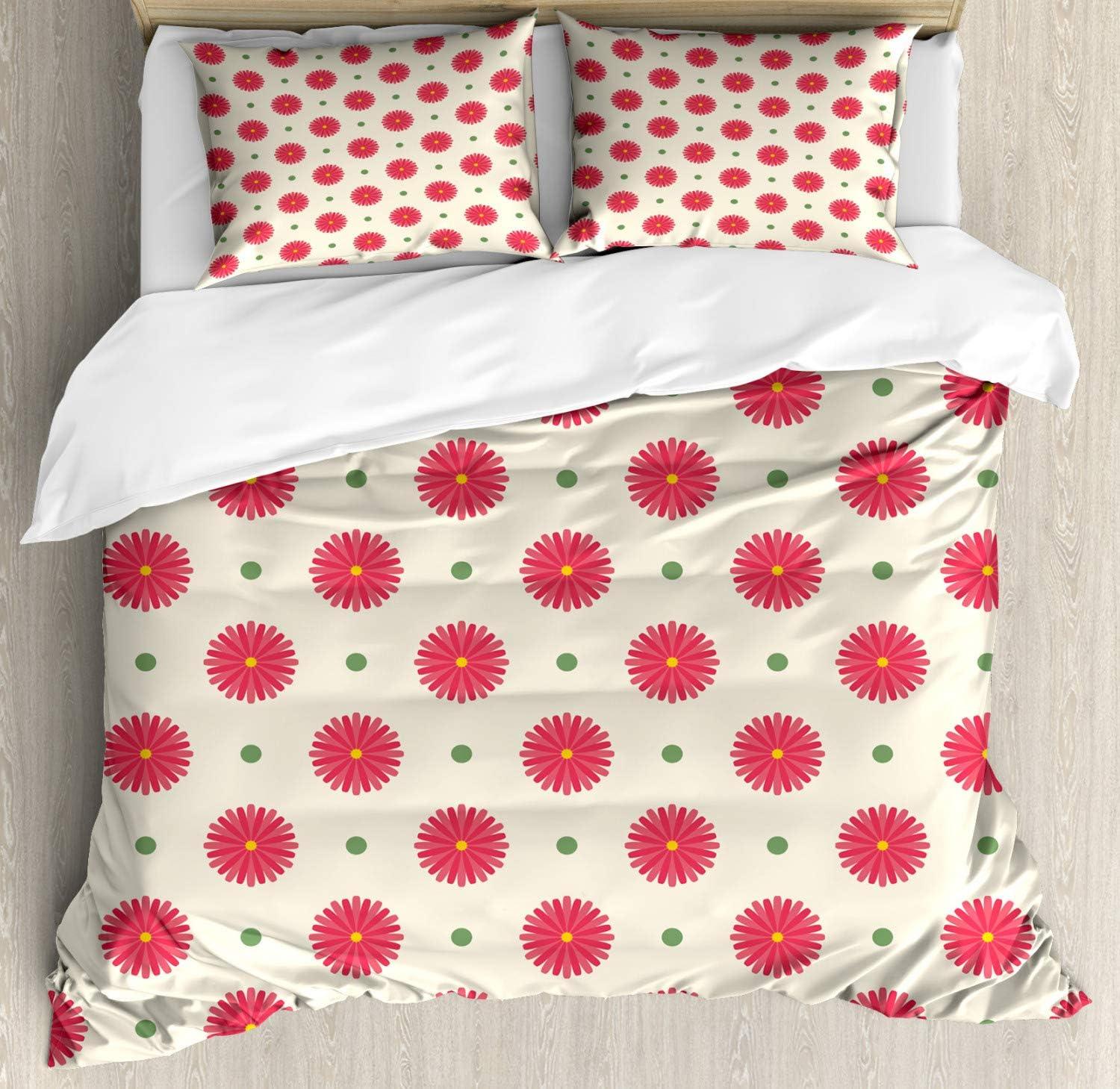 imageAmbesonne Valentine Duvet Cover Set Big Little Heart Motifs on Colorful Background with Dots Romance Love Theme Decorative 3 Piece Bedding Set with 2 Pillow Shams Queen Size Pink GreenDark Salmon Multicolor