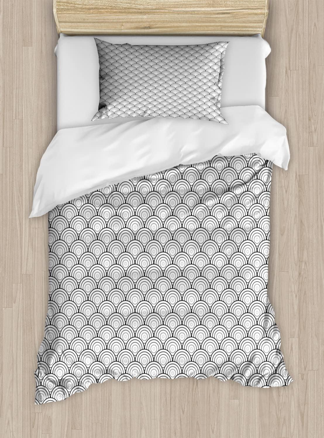 imageAmbesonne Valentine Duvet Cover Set Big Little Heart Motifs on Colorful Background with Dots Romance Love Theme Decorative 3 Piece Bedding Set with 2 Pillow Shams Queen Size Pink GreenDark Grey White