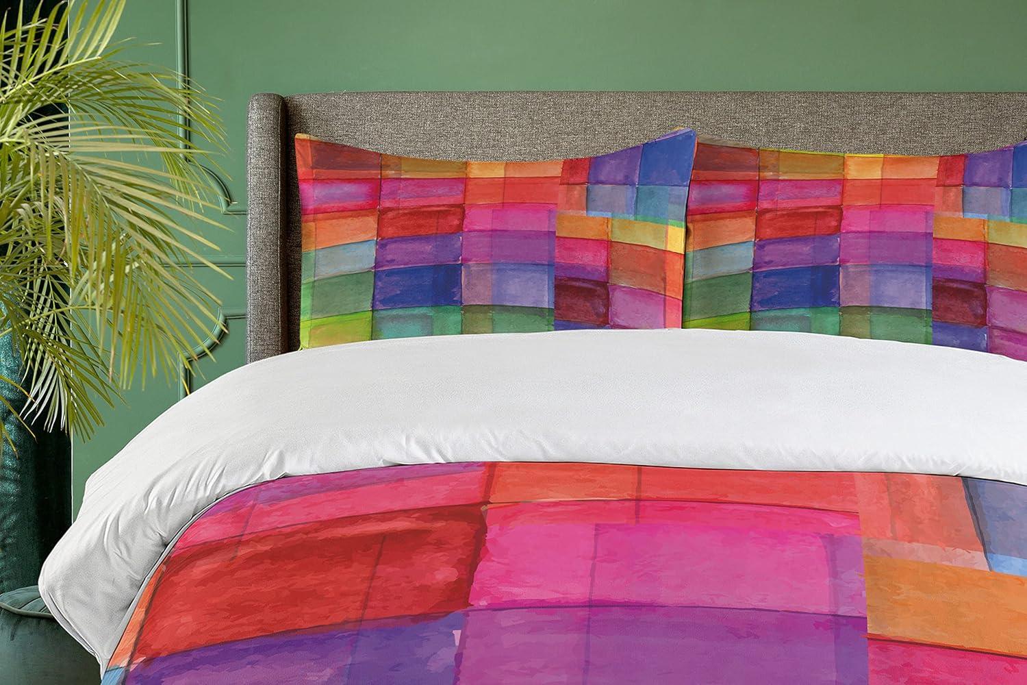 imageAmbesonne Valentine Duvet Cover Set Big Little Heart Motifs on Colorful Background with Dots Romance Love Theme Decorative 3 Piece Bedding Set with 2 Pillow Shams Queen Size Pink GreenHot Pink Multicolor