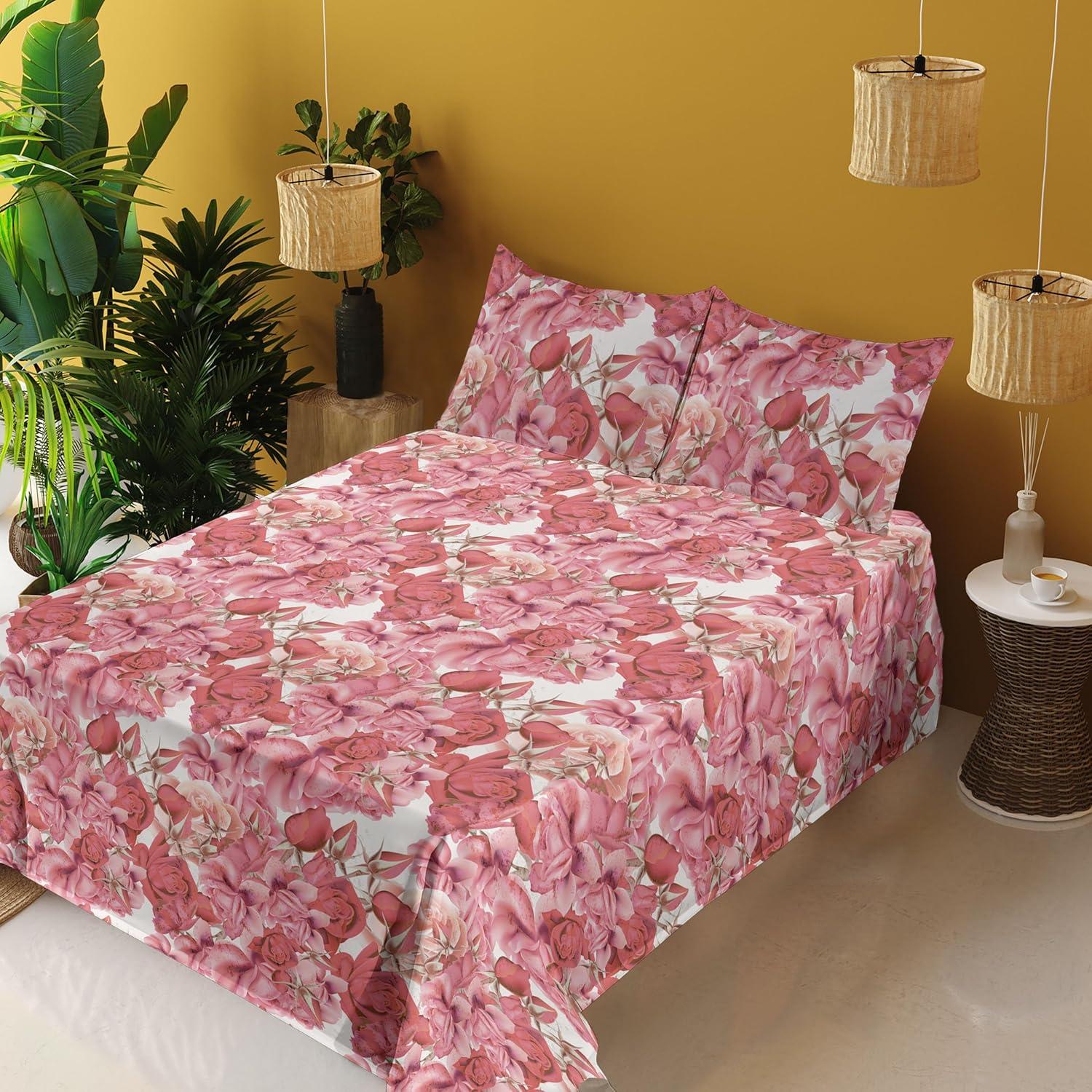 imageAmbesonne Valentines Day Sheet Set Simple Grunge Design Line Hearts Pattern on Striped Backdrop Fitted and Flat Sheet with Pillowcases Bedding Accent 4 Piece Set Calking Dark Coral Coral DimgrayDark Coral and Hot Pink