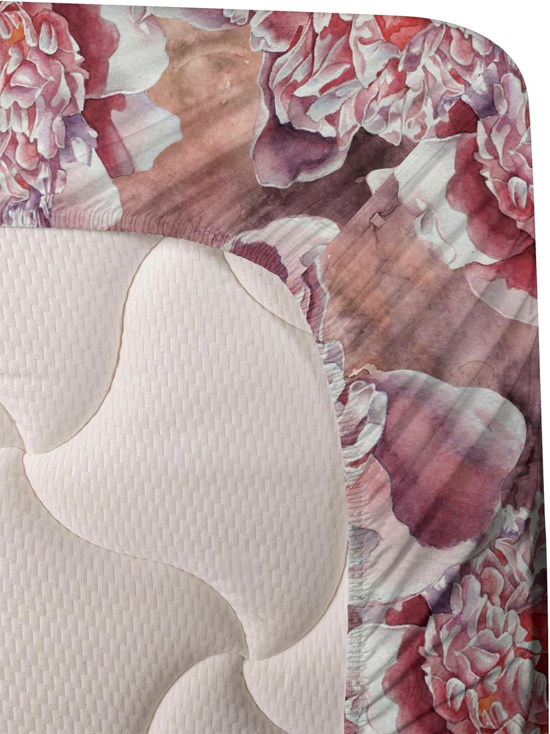 imageAmbesonne Valentines Day Sheet Set Simple Grunge Design Line Hearts Pattern on Striped Backdrop Fitted and Flat Sheet with Pillowcases Bedding Accent 4 Piece Set Calking Dark Coral Coral DimgrayDried Rose and Dark Coral