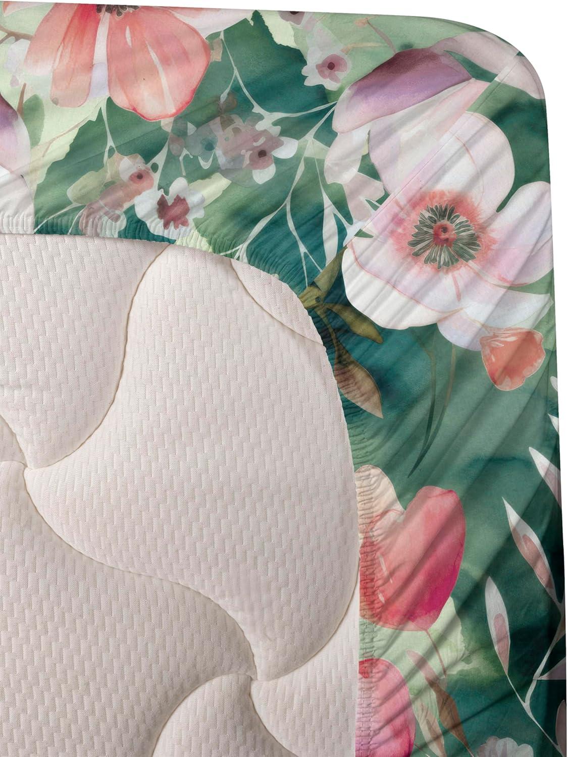 imageAmbesonne Valentines Day Sheet Set Simple Grunge Design Line Hearts Pattern on Striped Backdrop Fitted and Flat Sheet with Pillowcases Bedding Accent 4 Piece Set Calking Dark Coral Coral DimgrayTeal Coral Pale Green