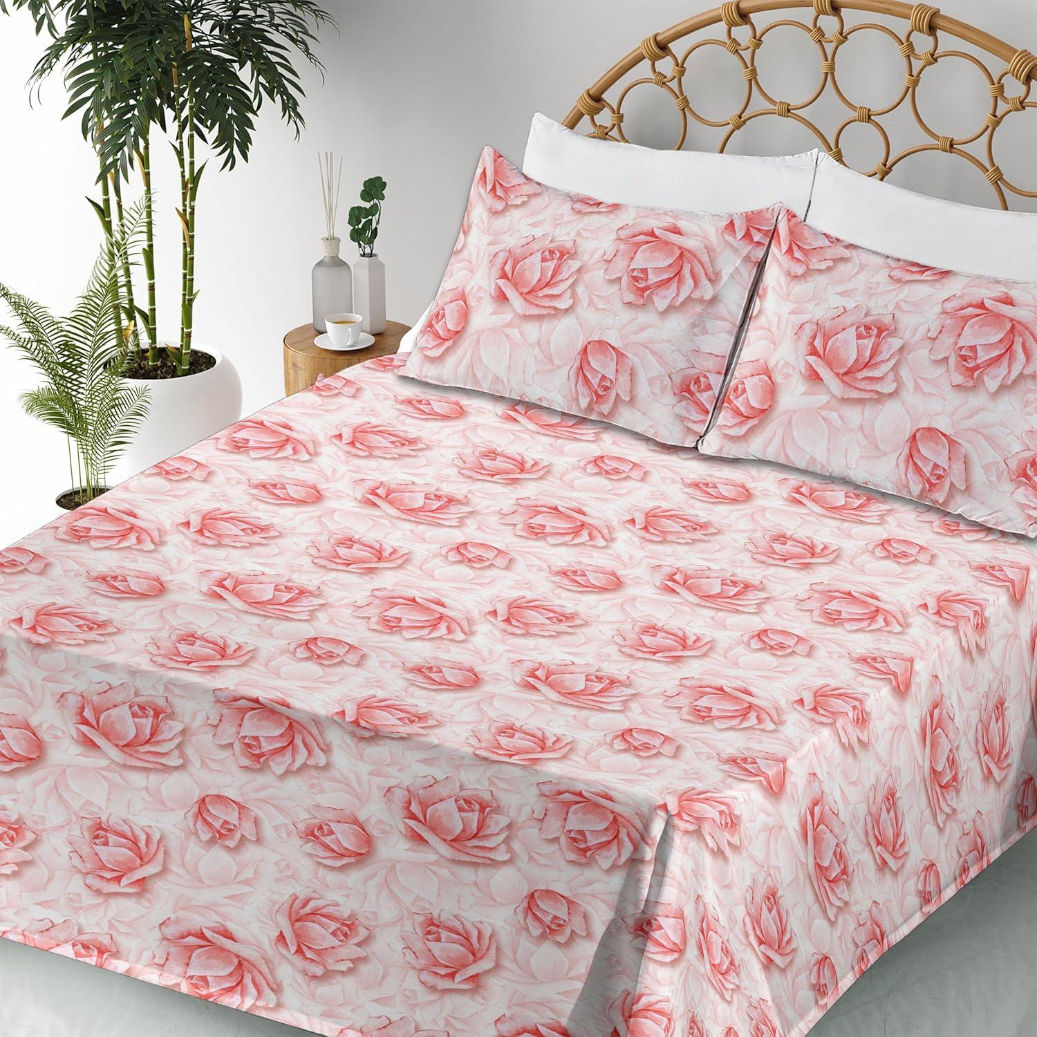 imageAmbesonne Valentines Day Sheet Set Simple Grunge Design Line Hearts Pattern on Striped Backdrop Fitted and Flat Sheet with Pillowcases Bedding Accent 4 Piece Set Calking Dark Coral Coral DimgrayDark Coral Rose Blush