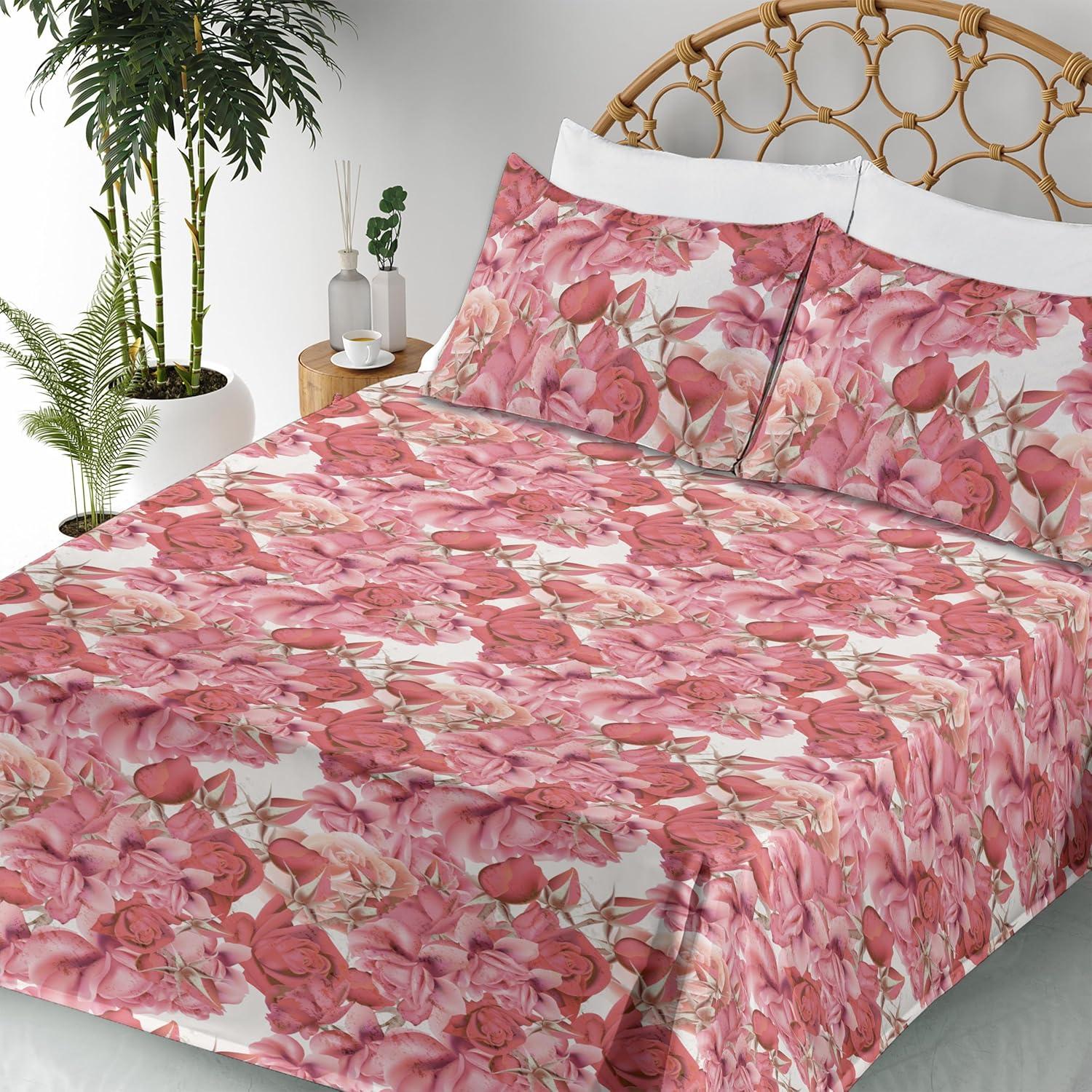 imageAmbesonne Valentines Day Sheet Set Simple Grunge Design Line Hearts Pattern on Striped Backdrop Fitted and Flat Sheet with Pillowcases Bedding Accent 4 Piece Set Calking Dark Coral Coral DimgrayDark Coral and Hot Pink