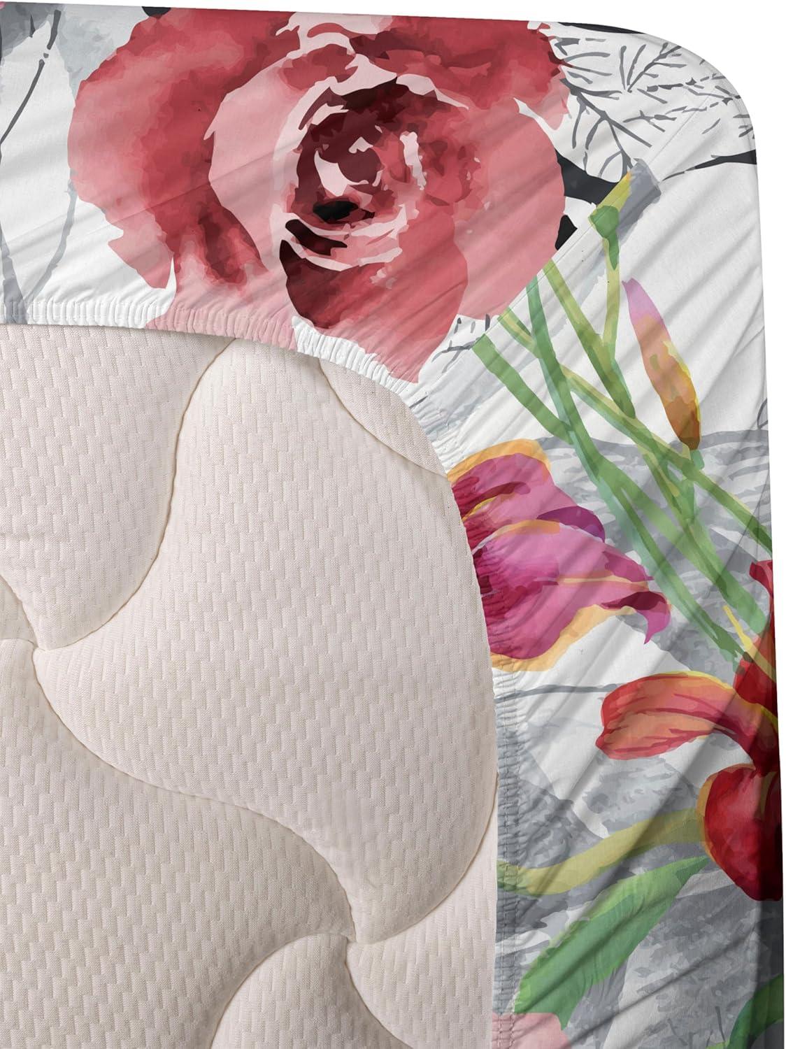 imageAmbesonne Valentines Day Sheet Set Simple Grunge Design Line Hearts Pattern on Striped Backdrop Fitted and Flat Sheet with Pillowcases Bedding Accent 4 Piece Set Calking Dark Coral Coral DimgrayPale Ruby Fern Green Dust