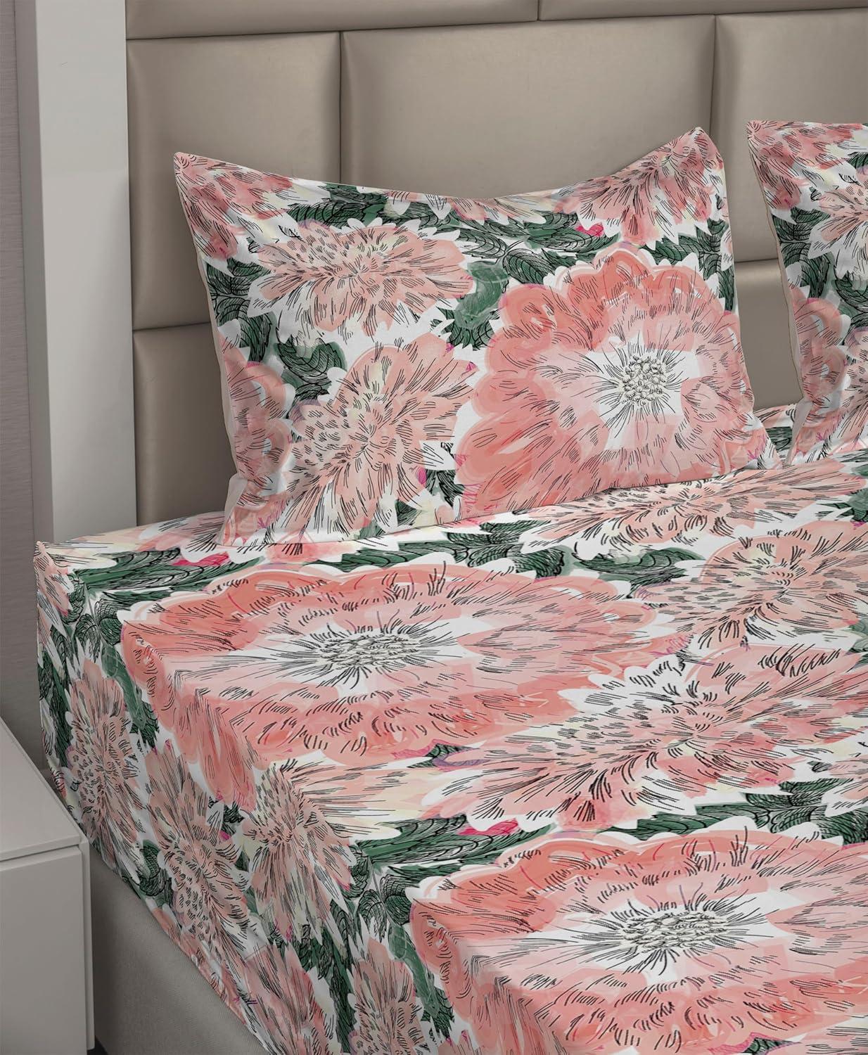 imageAmbesonne Valentines Day Sheet Set Simple Grunge Design Line Hearts Pattern on Striped Backdrop Fitted and Flat Sheet with Pillowcases Bedding Accent 4 Piece Set Calking Dark Coral Coral DimgrayDark Salmon Forest Green
